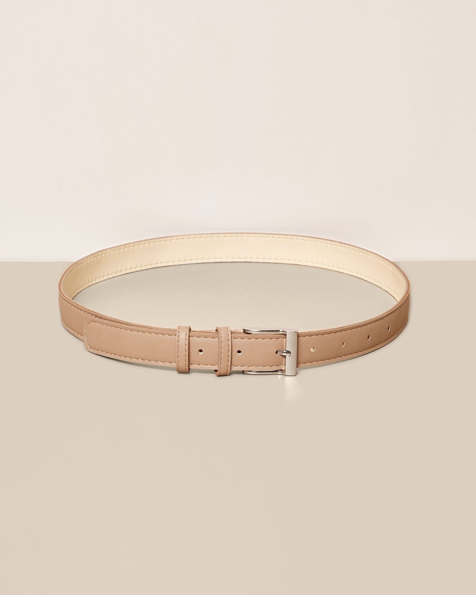 Beige belt with square buckle, Beige