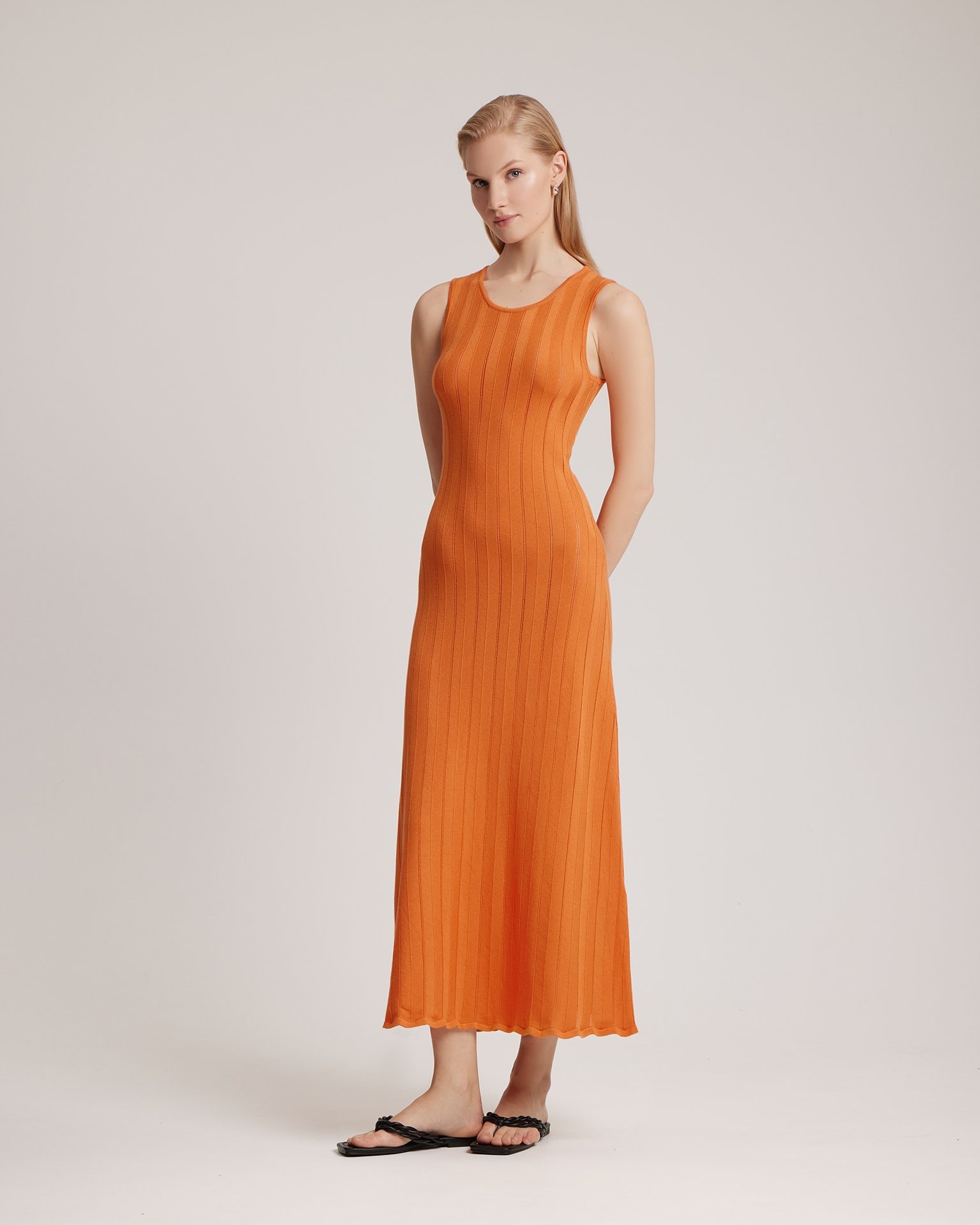 Fine-knit dress, Orange — photo 2
