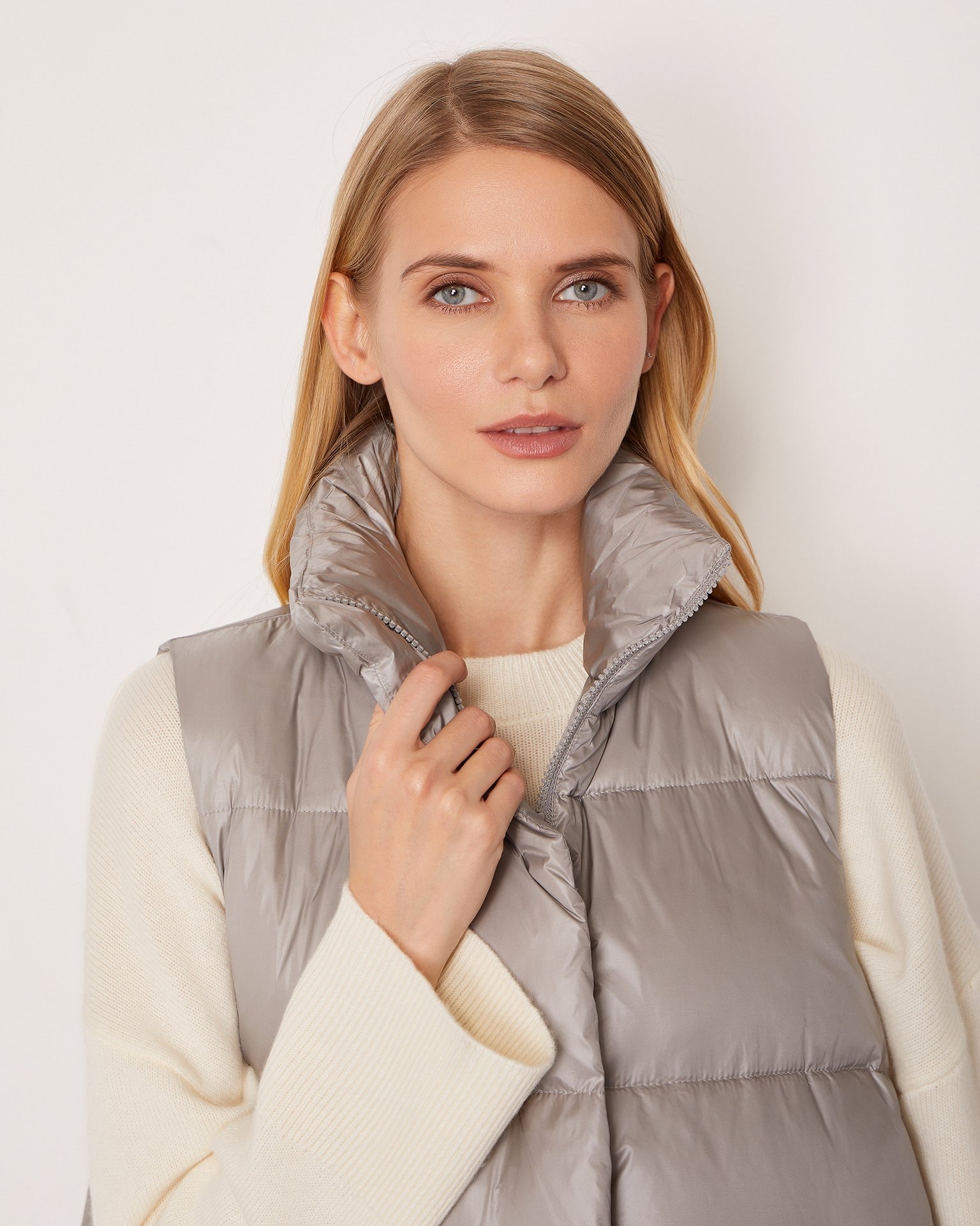 Grey down-feather vest, Grey — photo 5