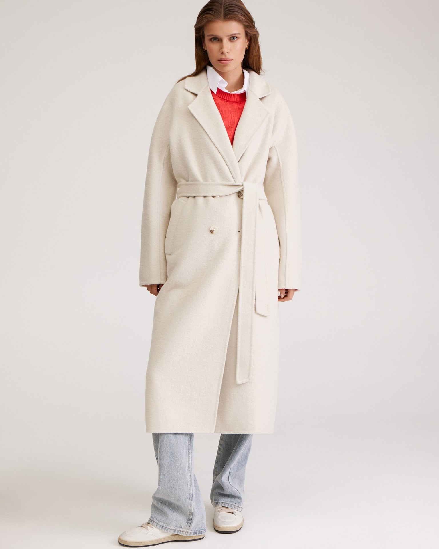 Coat with a raglan sleeve, White — photo 4