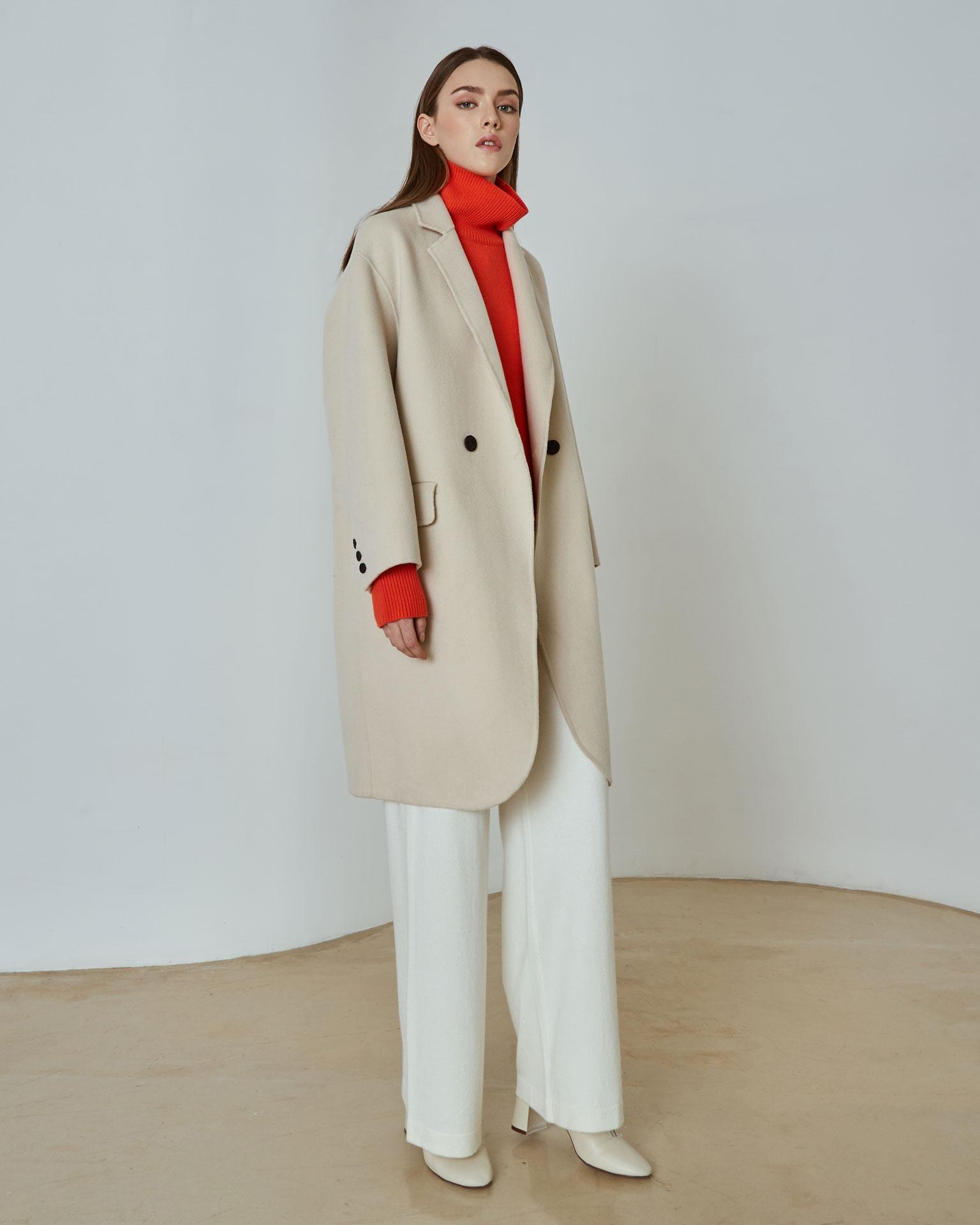 Coat with Lapels, Milky