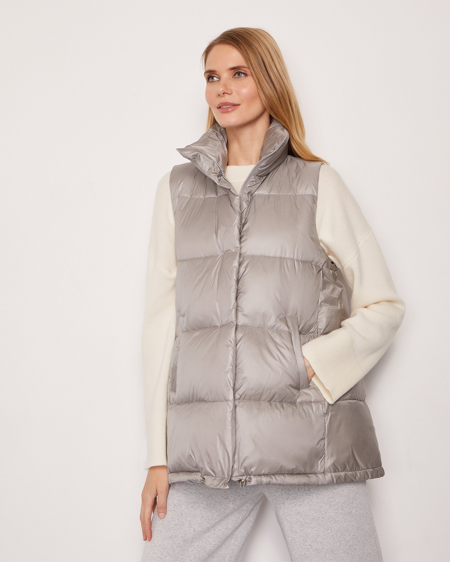 Grey down-feather vest, Grey — photo 3