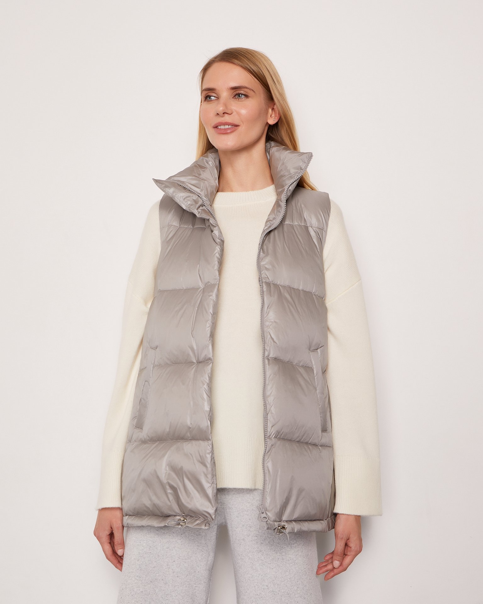 Grey down-feather vest, Grey — photo 4
