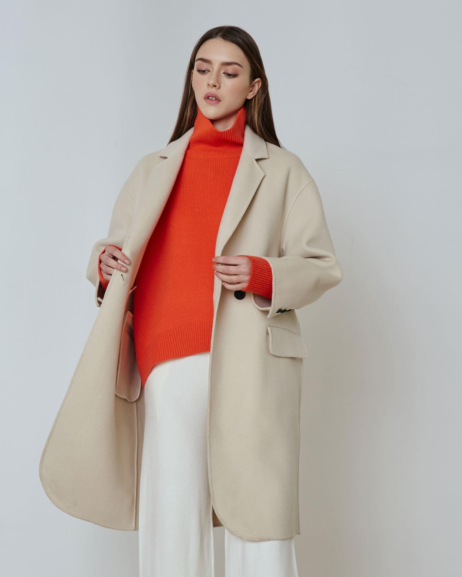 Coat with Lapels, Milky — photo 4