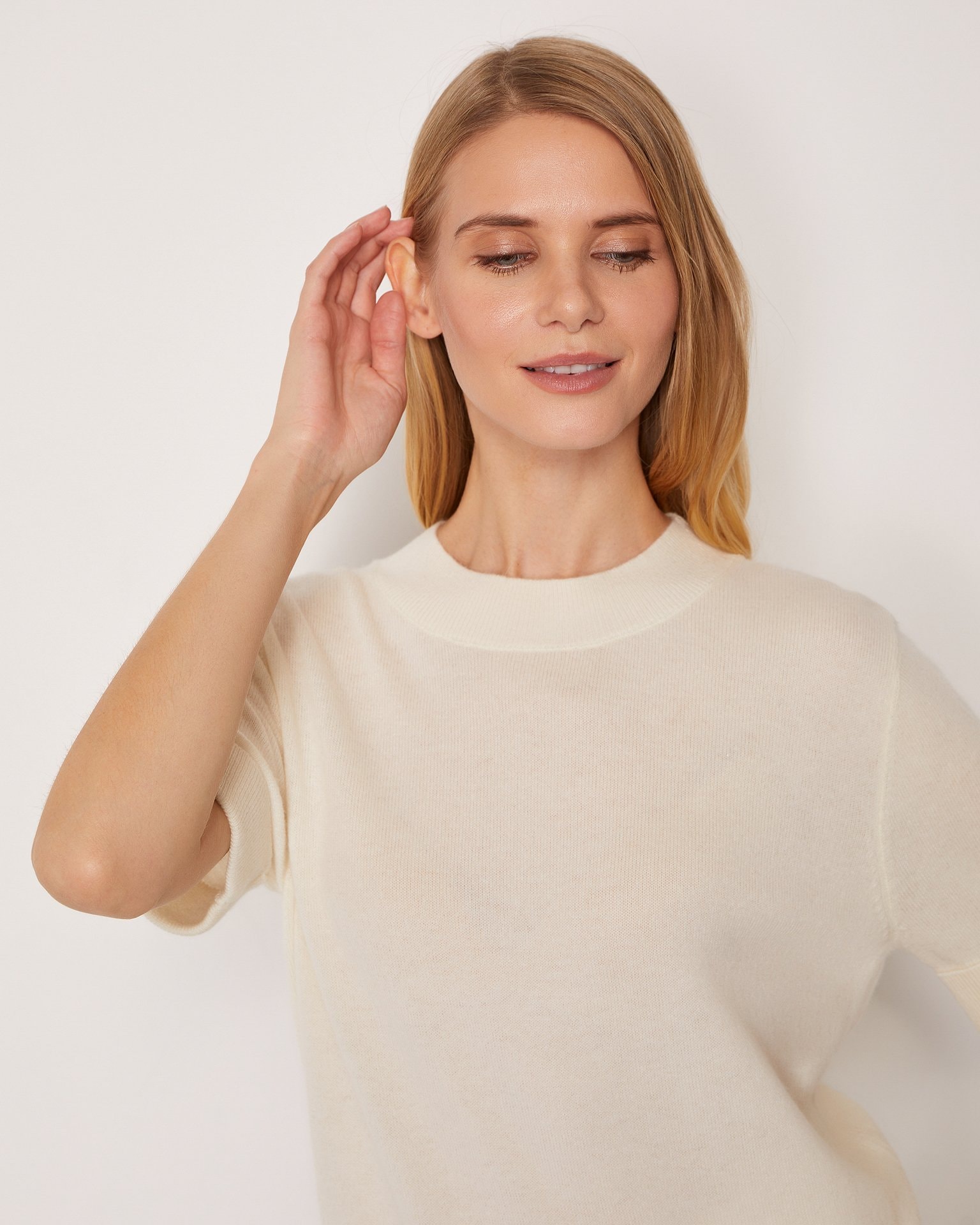 Cashmere T-shirt, Milk — photo 4