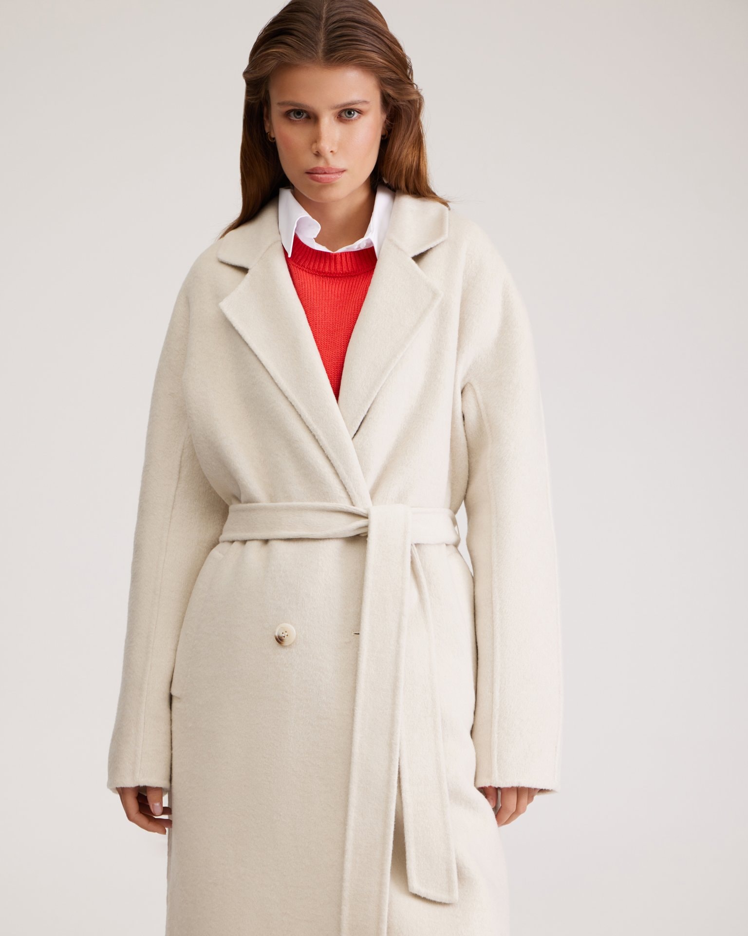 Coat with a raglan sleeve, White — photo 5