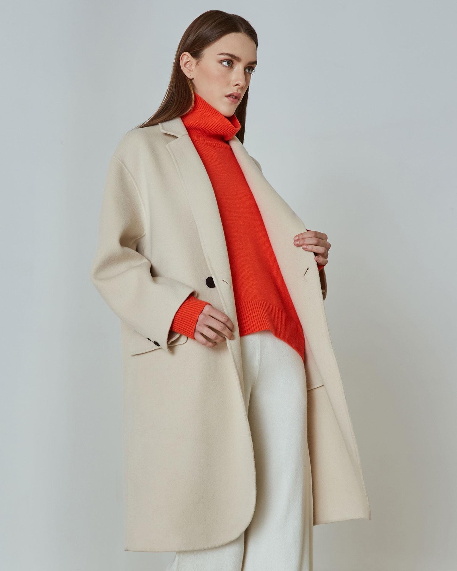Coat with Lapels, Milky — photo 2
