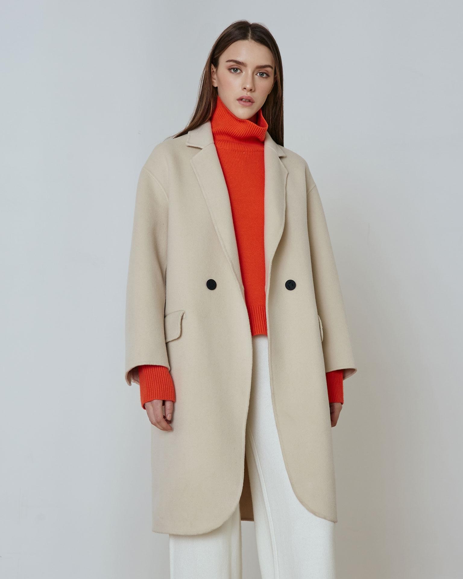 Coat with Lapels, Milky — photo 5
