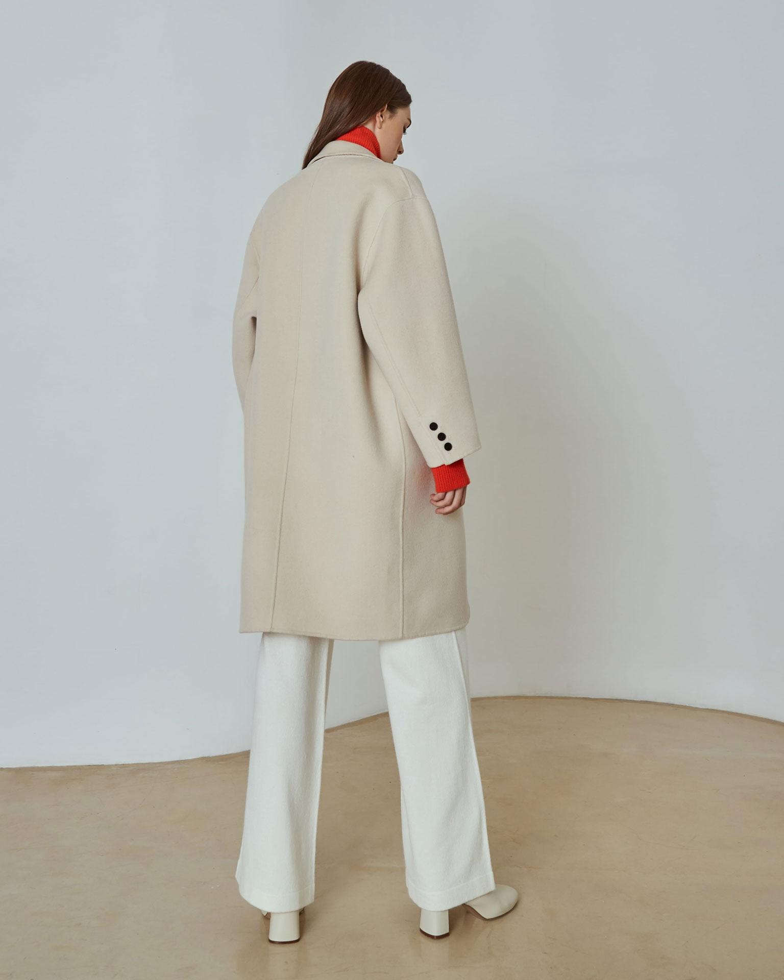 Coat with Lapels, Milky — photo 3