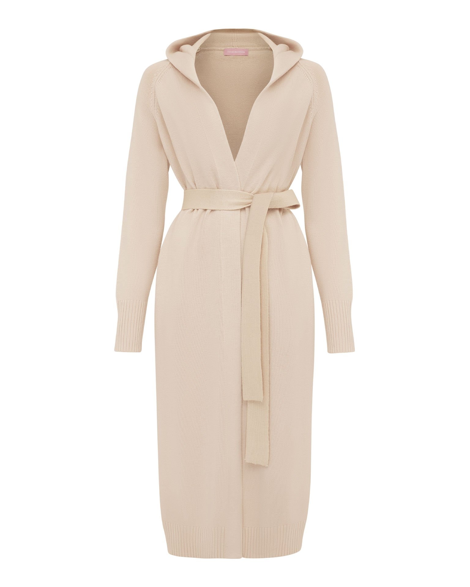 Long hooded cardigan, Beige