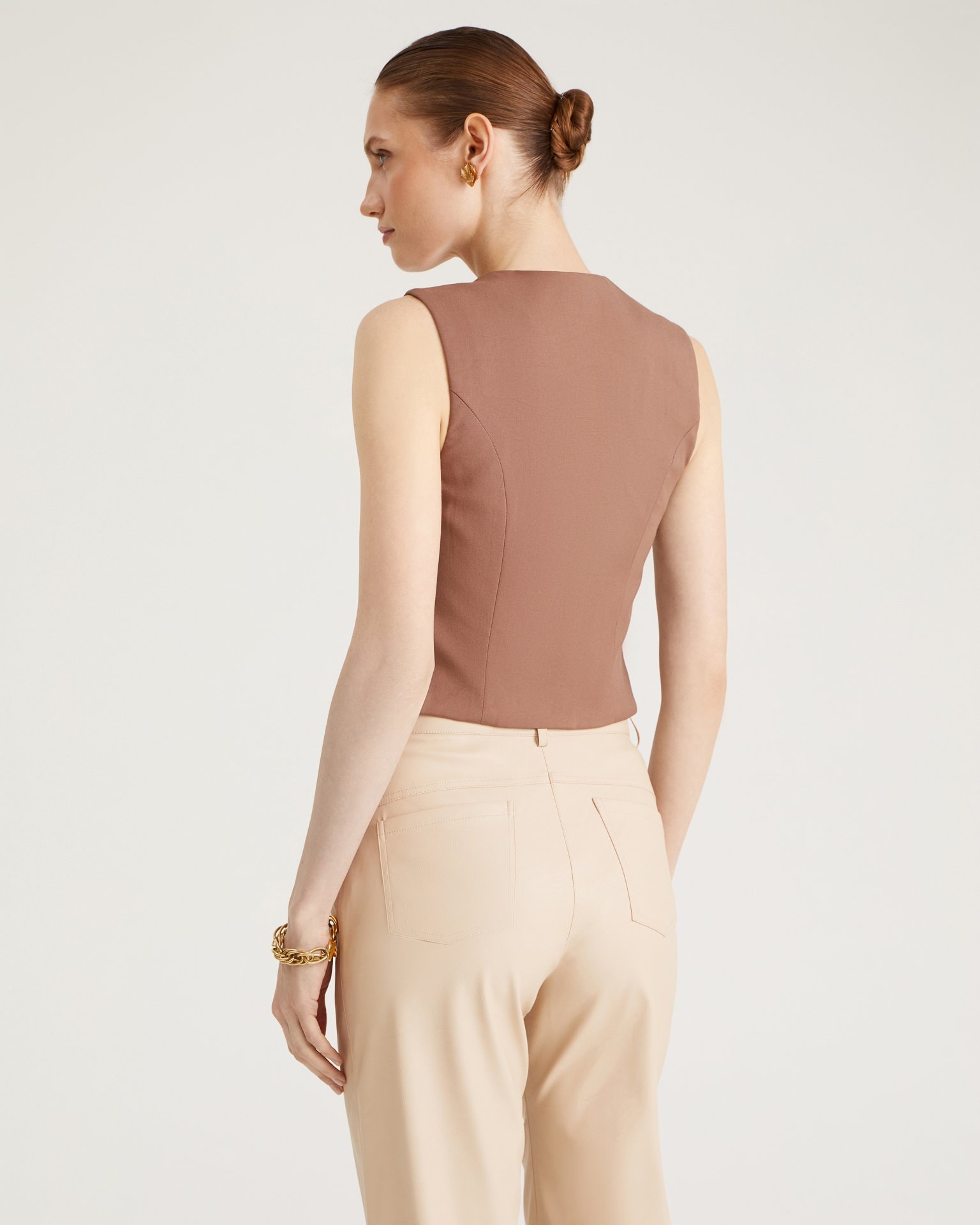 Button-front waistcoat, Cappuccino — photo 4