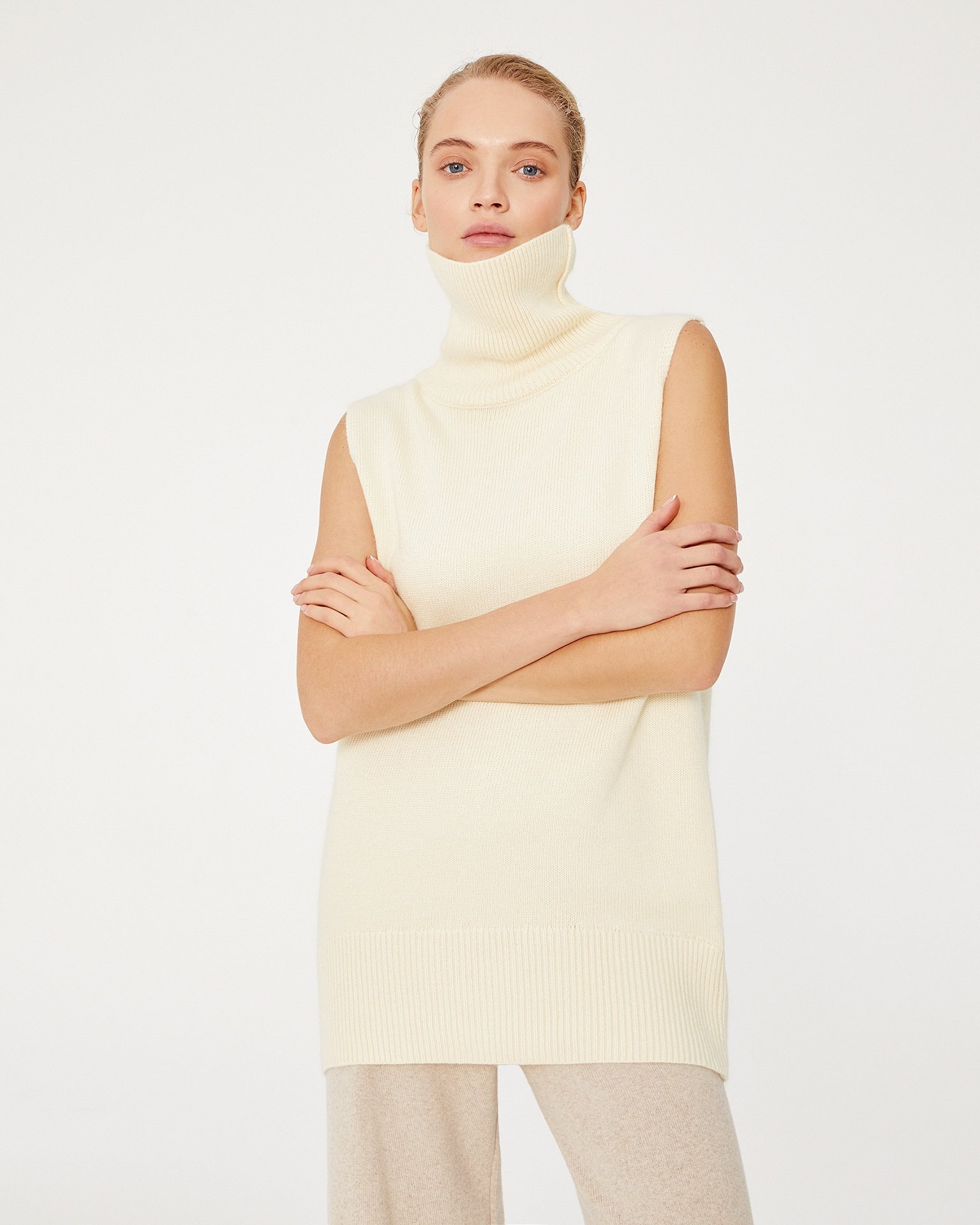 Jumper with statement collar, Beige
