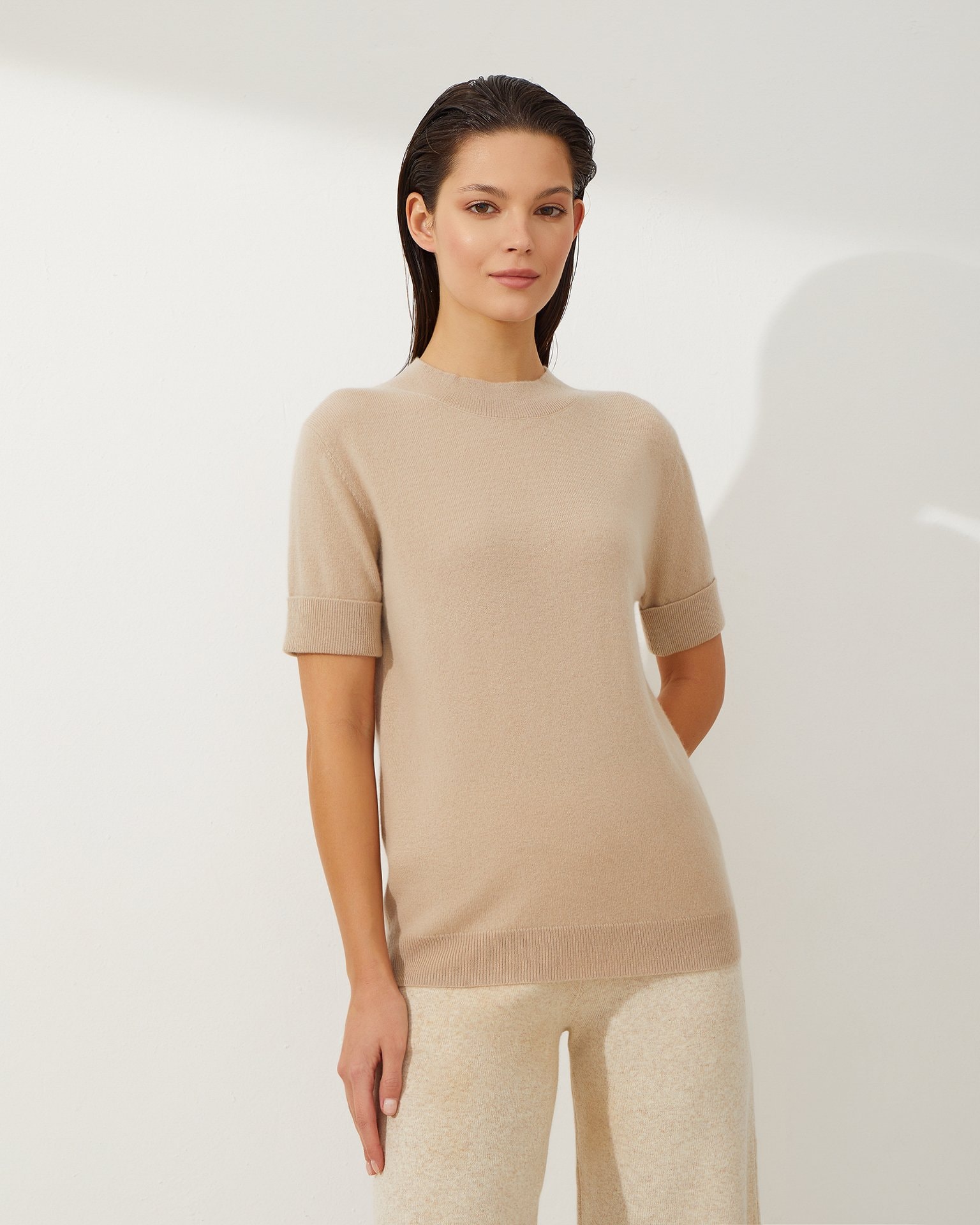 Cashmere top, Beige