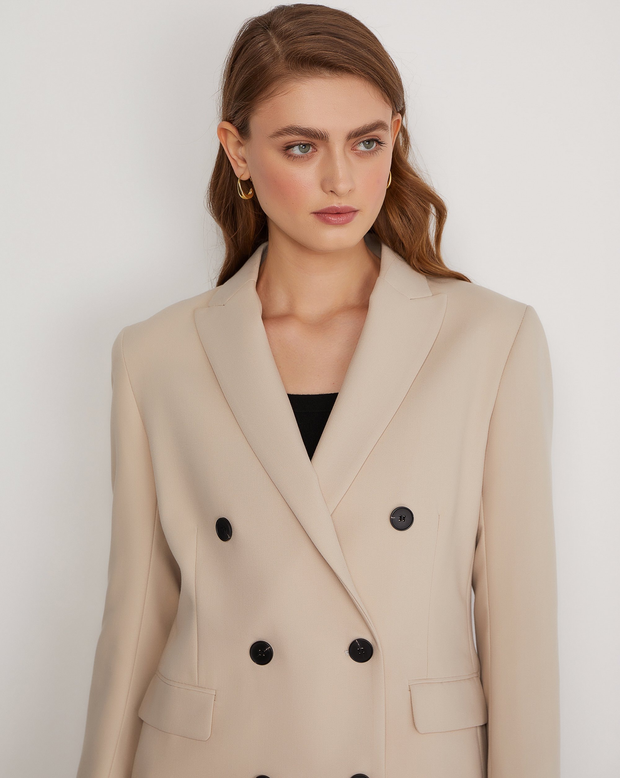 Double-Breasted Buttoned Jacket, Beige — photo 4