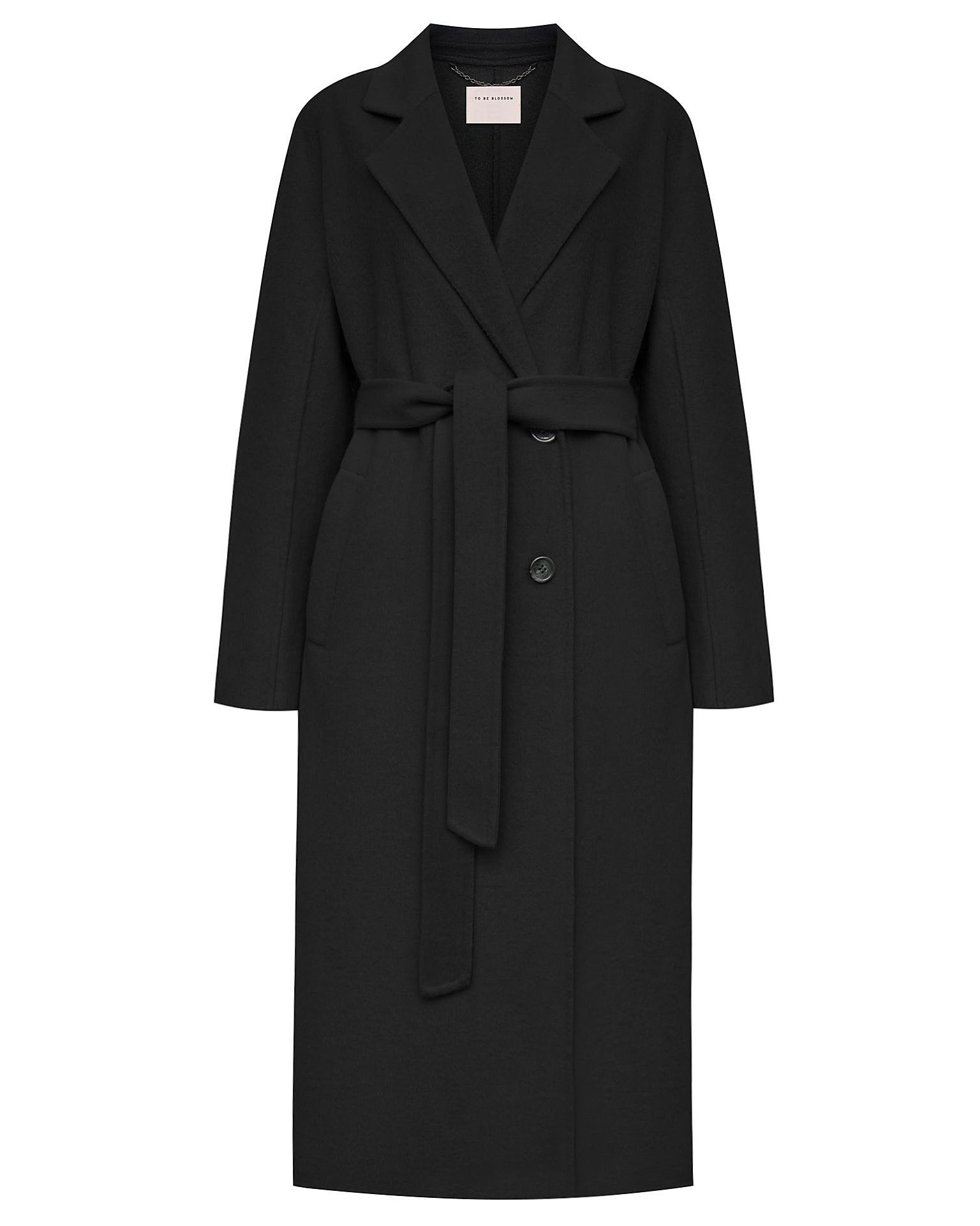 Black Double-Breasted Coat, Black — photo 11