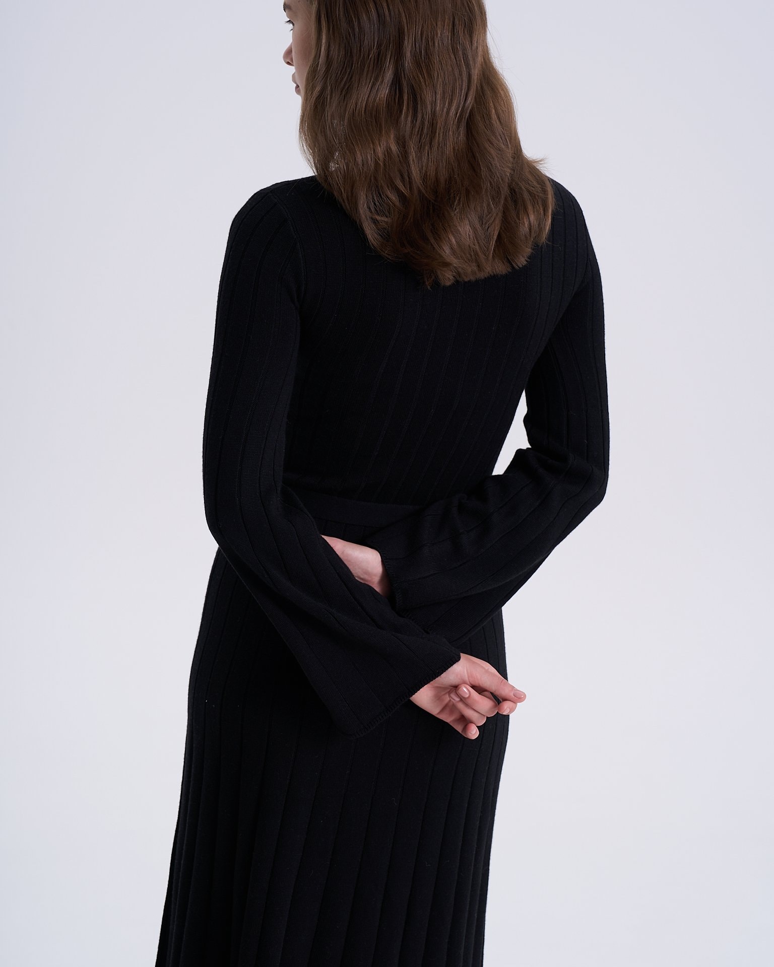 Dress with flared sleeves, Black — photo 8