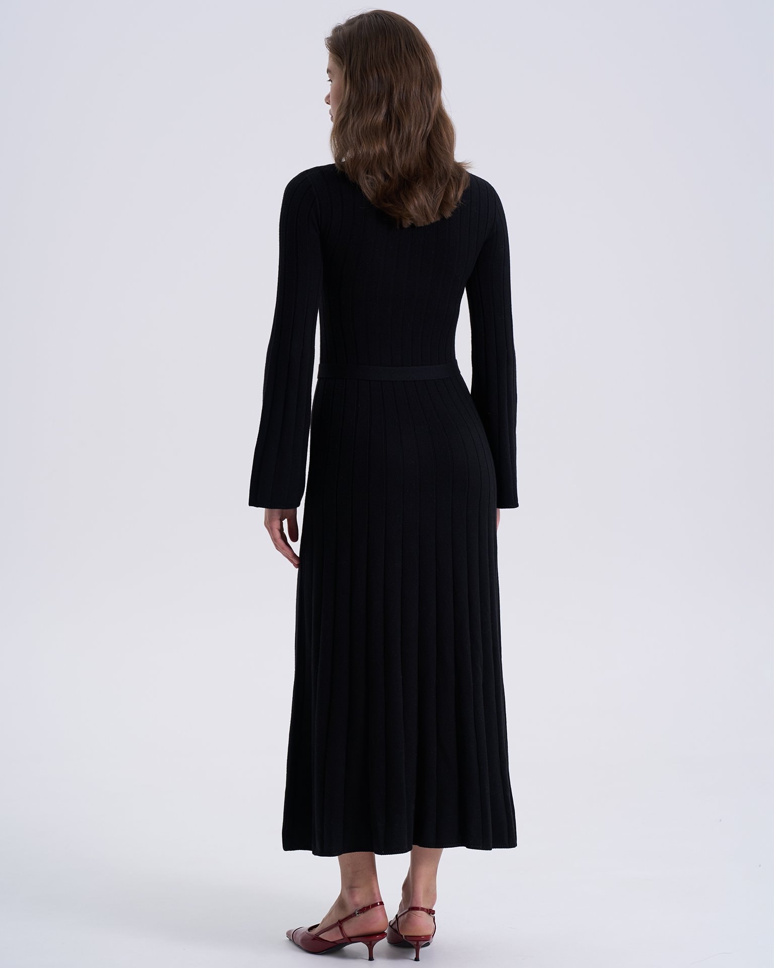 Dress with flared sleeves, Black — photo 3