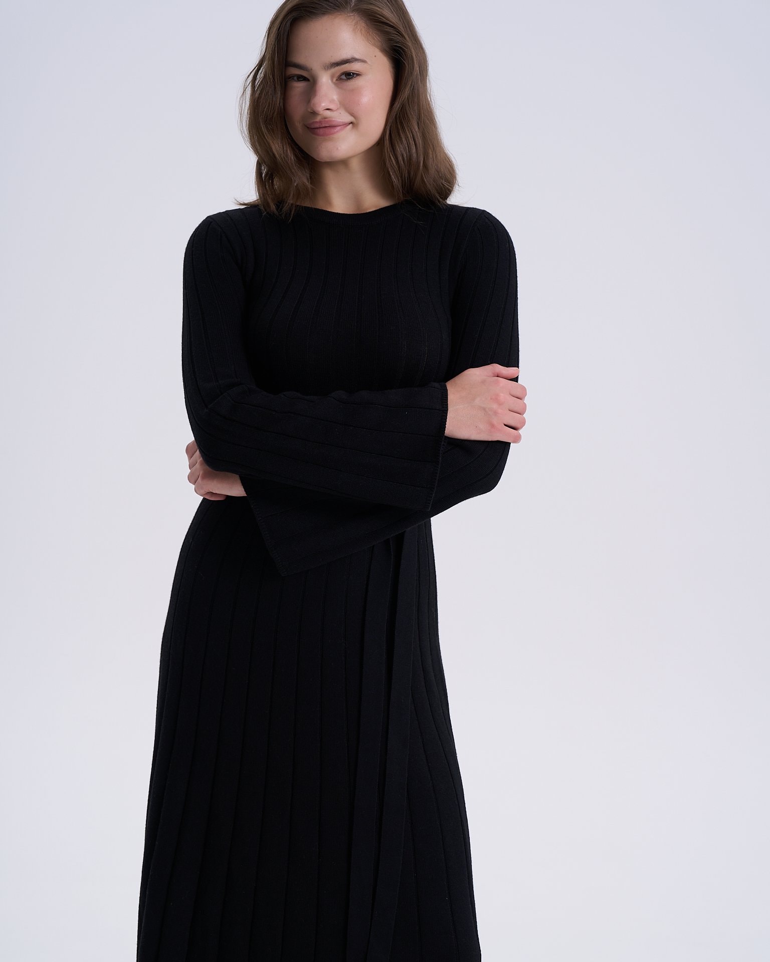 Dress with flared sleeves, Black — photo 4