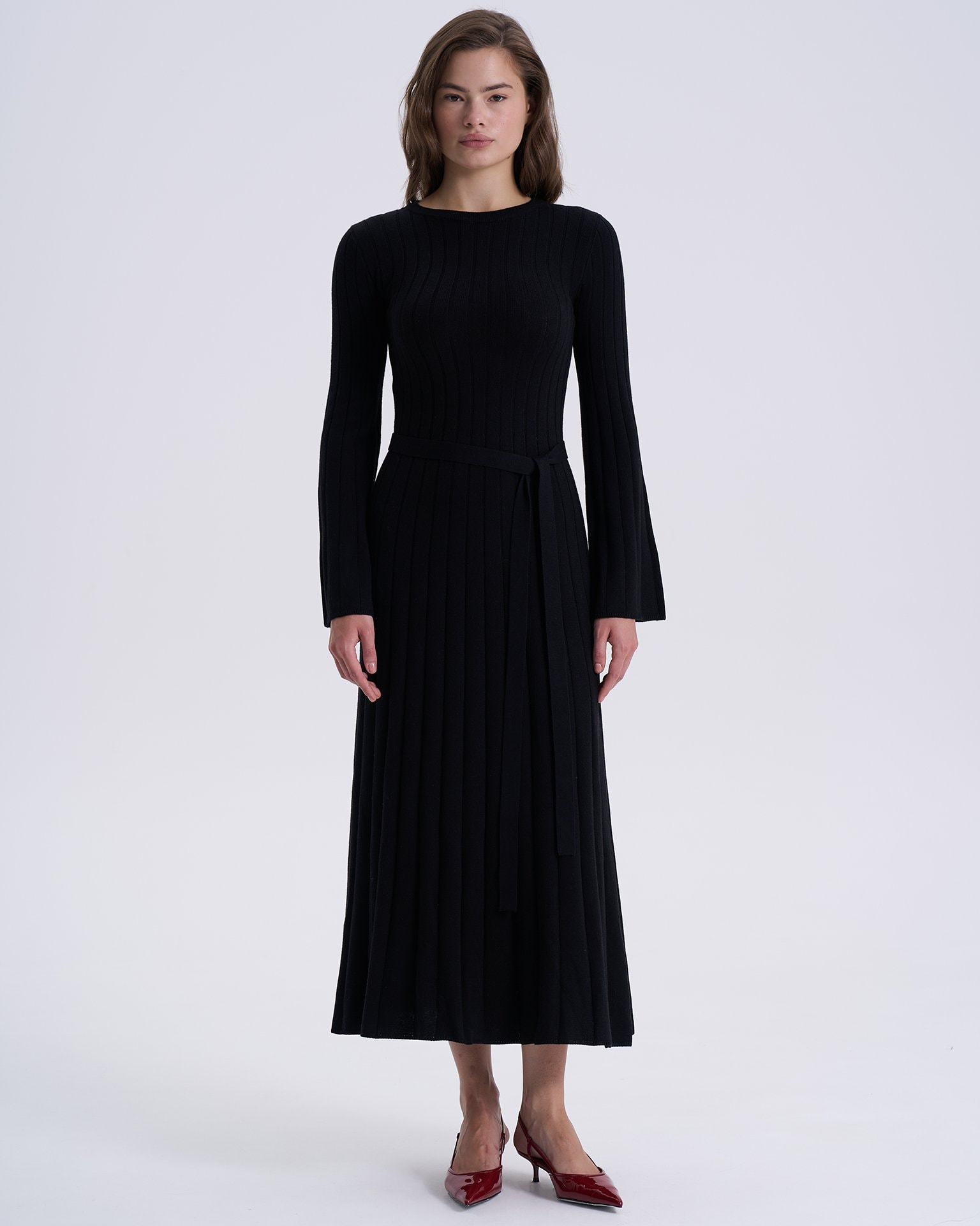Dress with flared sleeves, Black — photo 2