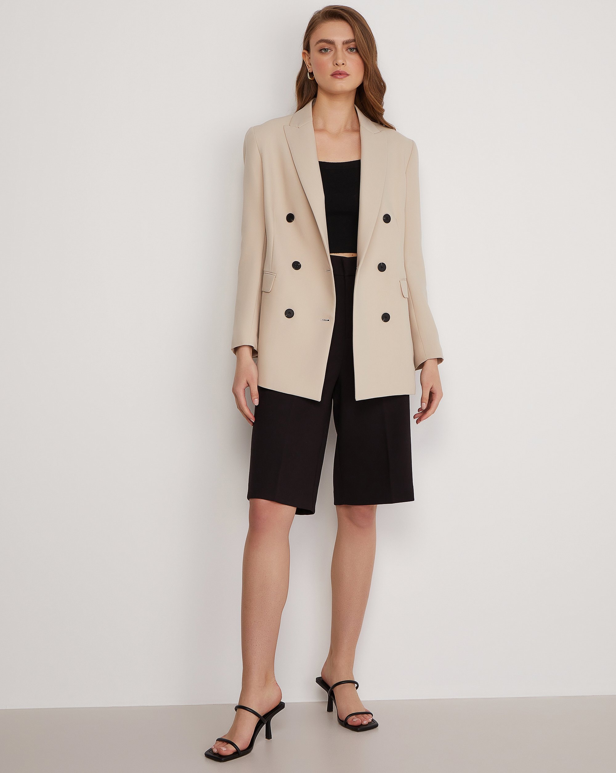 Double-Breasted Buttoned Jacket, Beige — photo 2