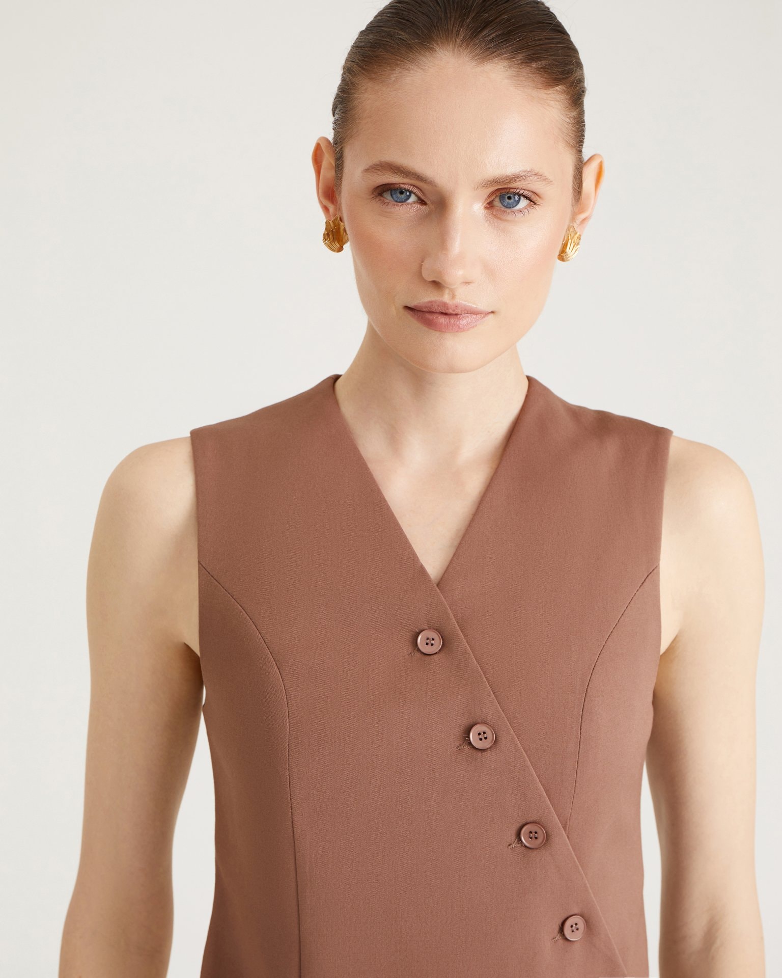 Button-front waistcoat, Cappuccino — photo 7