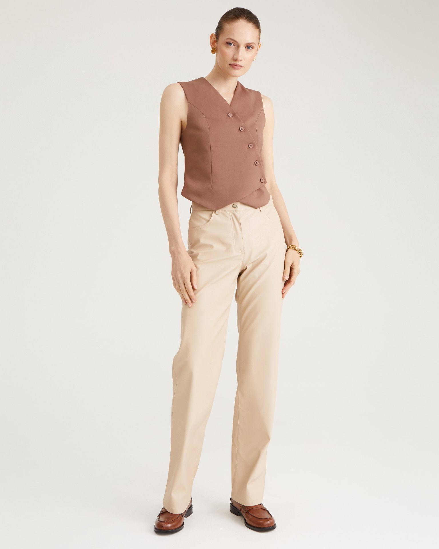 Button-front waistcoat, Cappuccino — photo 5
