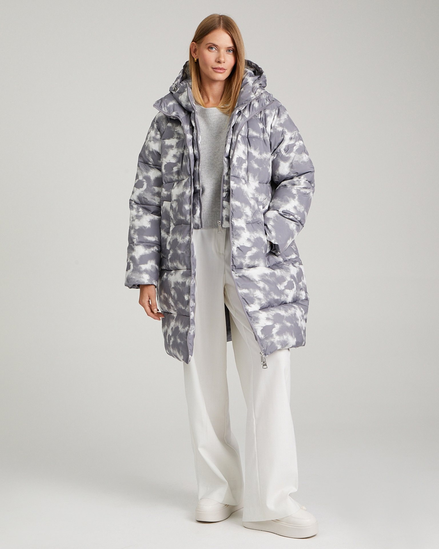 Basic printed puffer jacket, Grey — photo 7