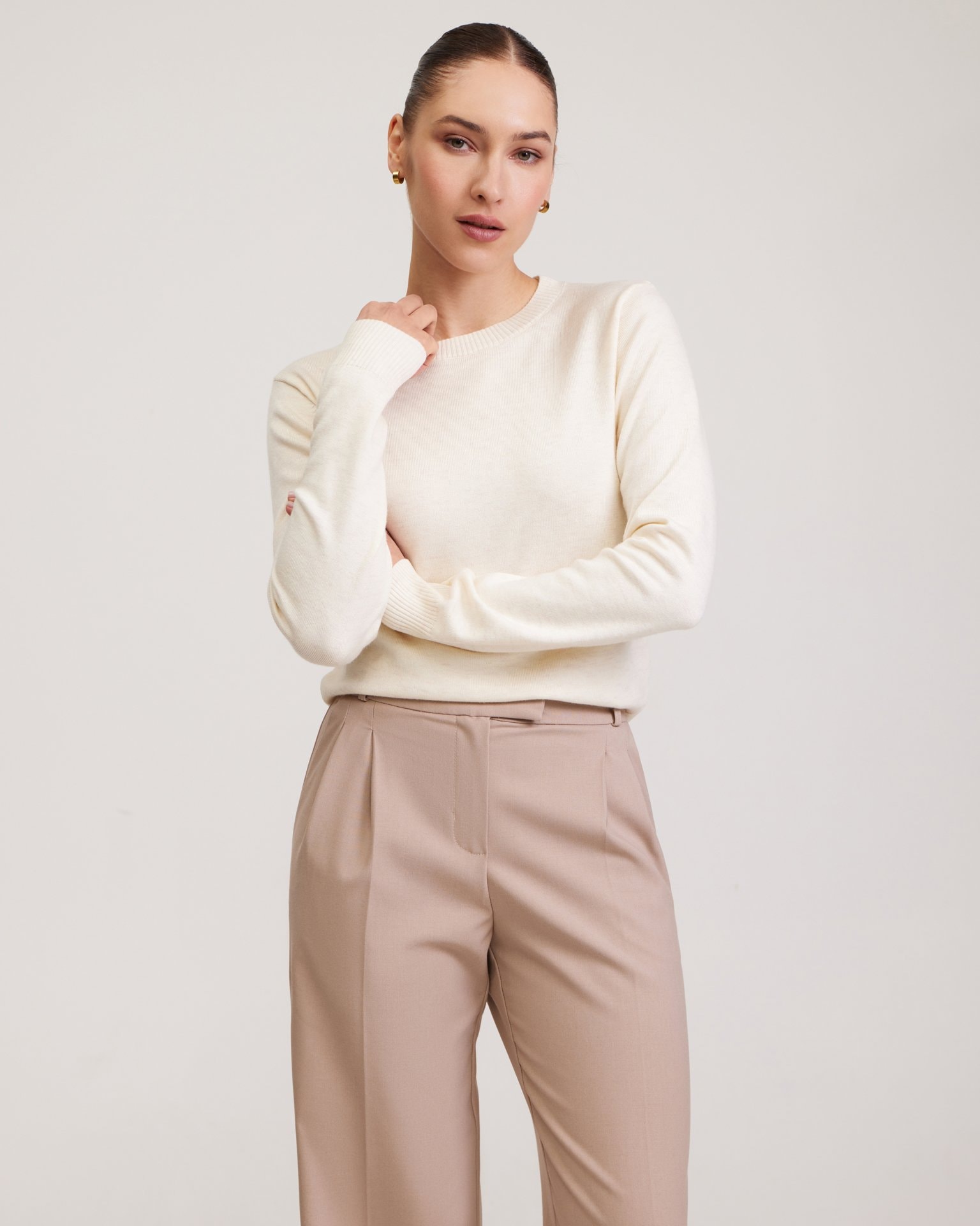 Basic milk-coloured jumper, White — photo 6