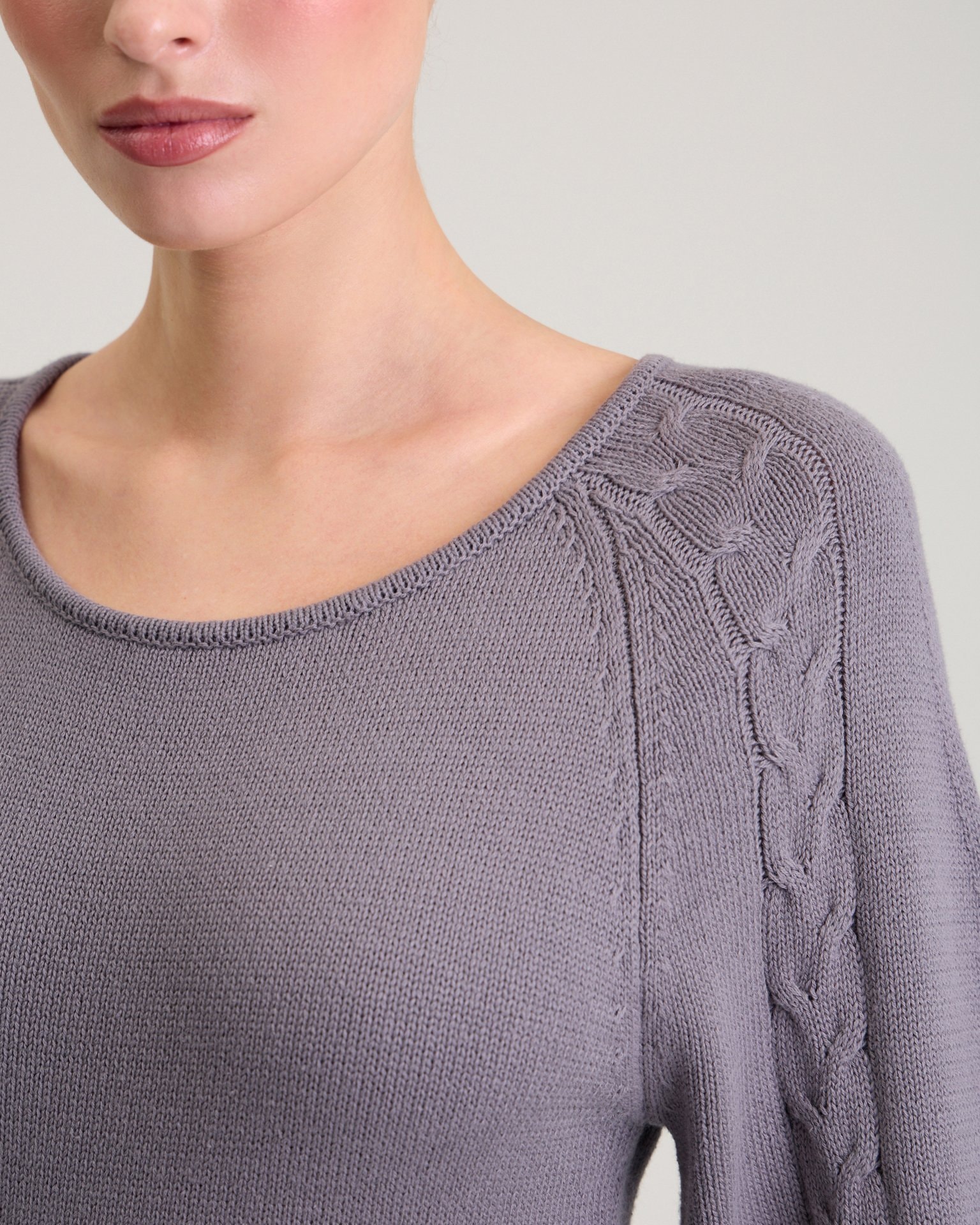 Mid-length dress with cable knit, Grey — photo 7