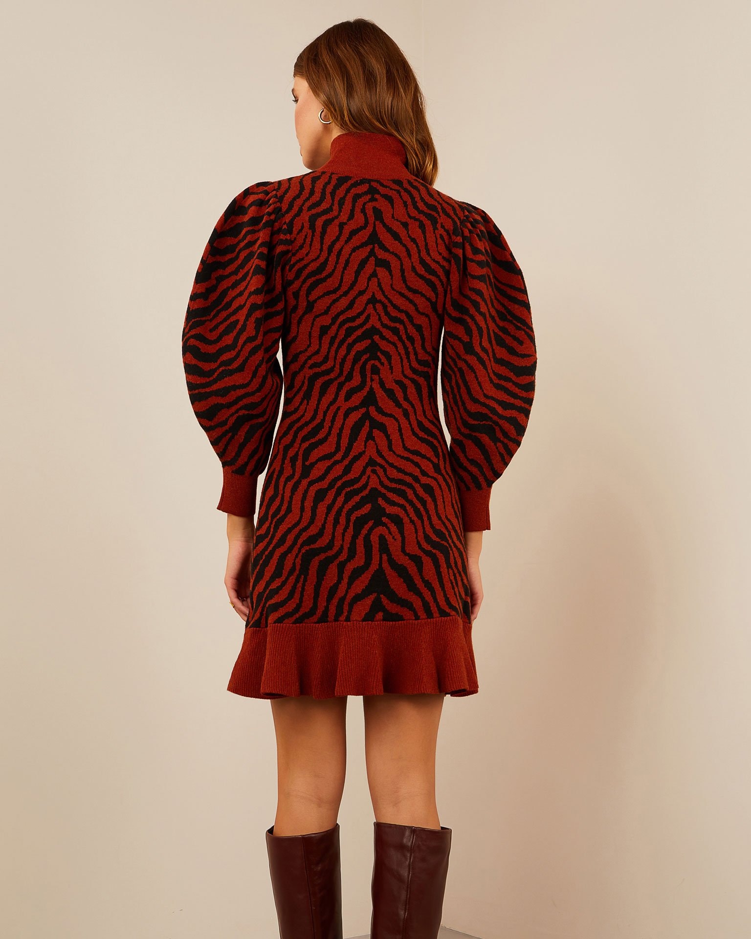 Turtle neck dress, Terracotta — photo 3