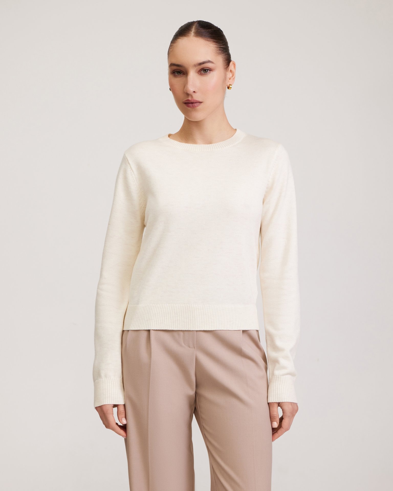 Basic milk-coloured jumper, White — photo 3