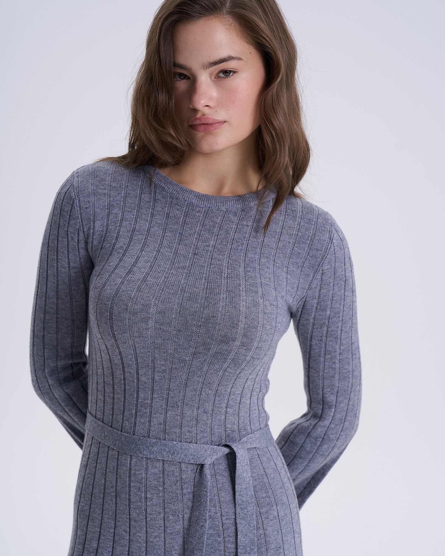 Mid-length knitted dress, Grey — photo 6