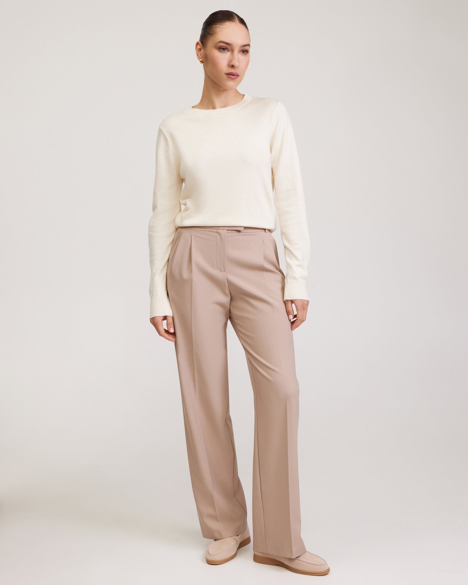Basic milk-coloured jumper, White — photo 4