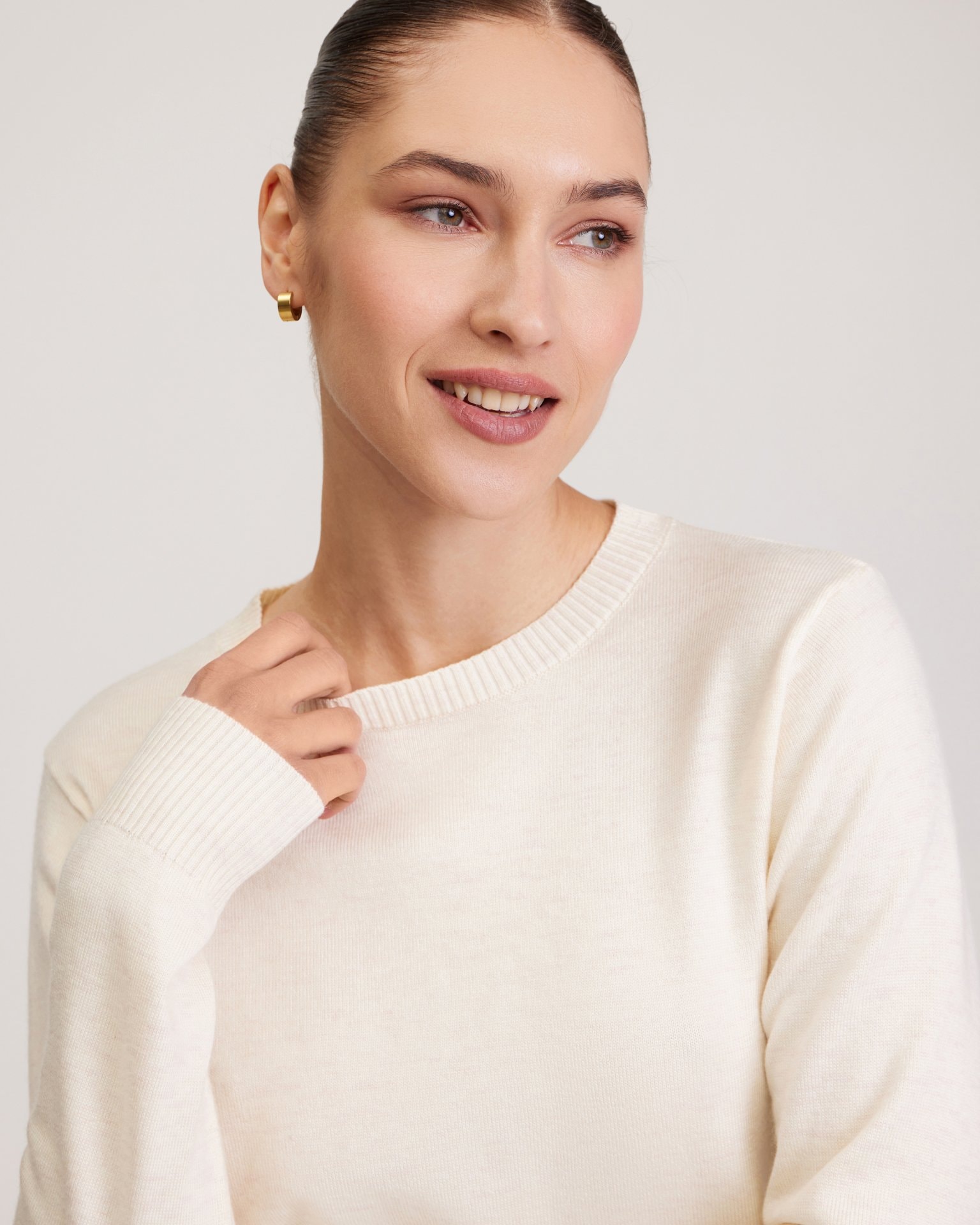 Basic milk-coloured jumper, White — photo 7
