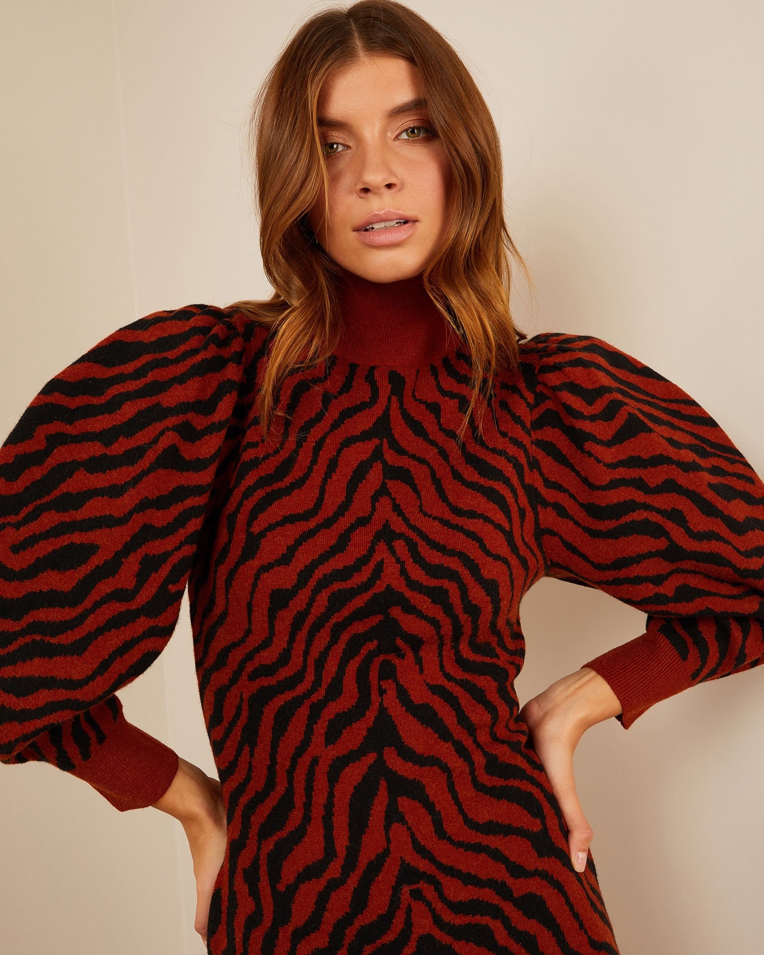 Turtle neck dress, Terracotta — photo 4
