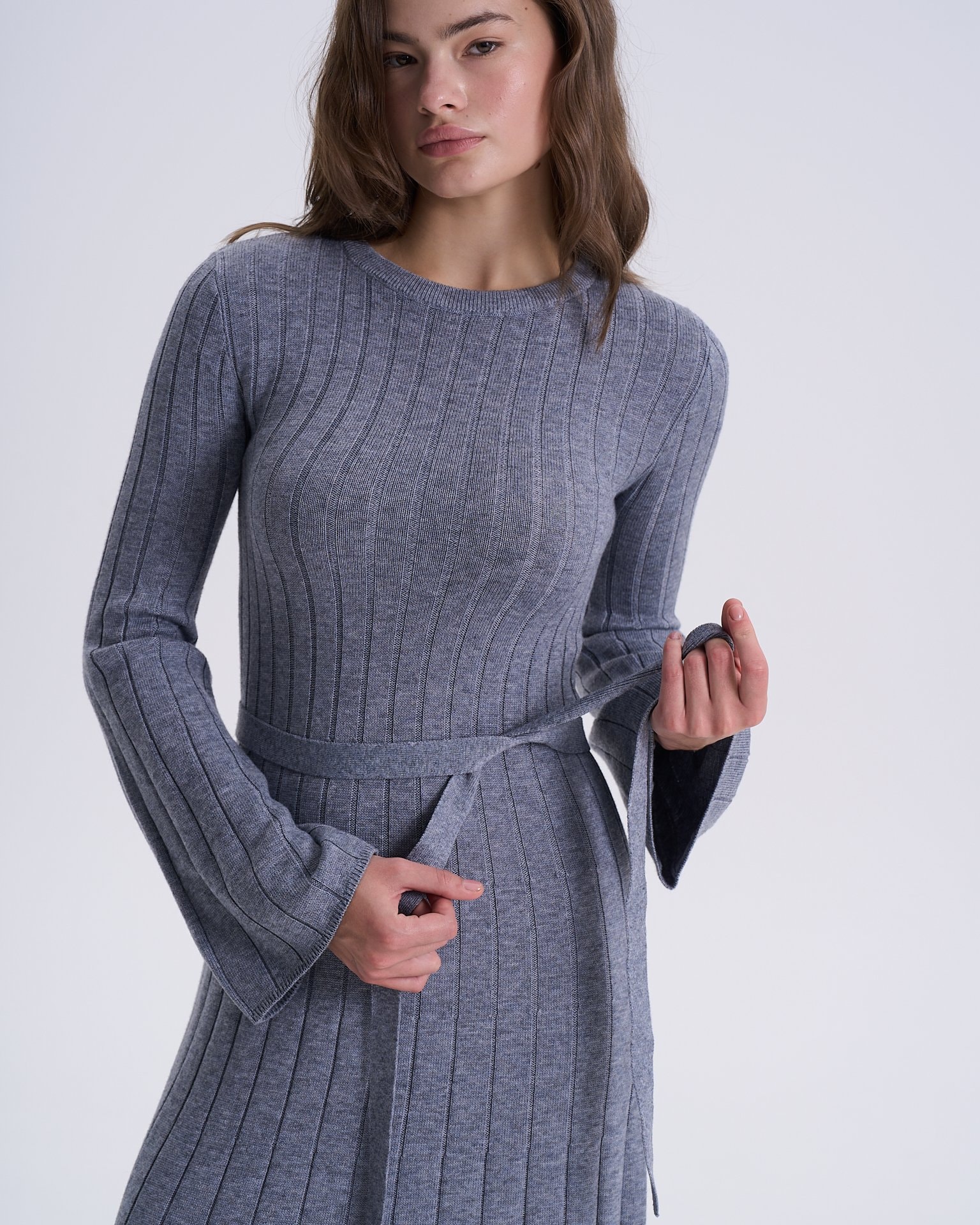 Mid-length knitted dress, Grey — photo 5