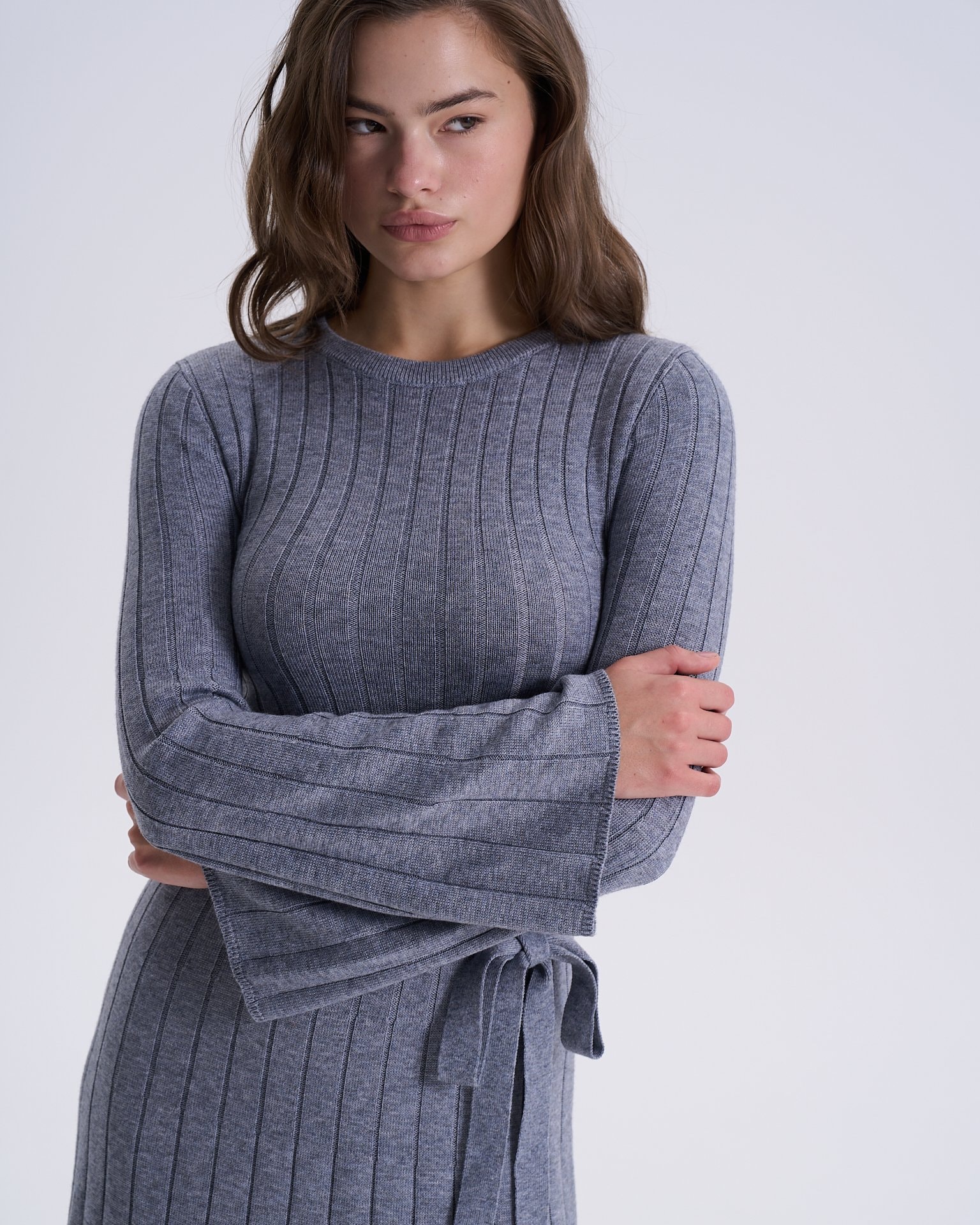 Mid-length knitted dress, Grey — photo 7