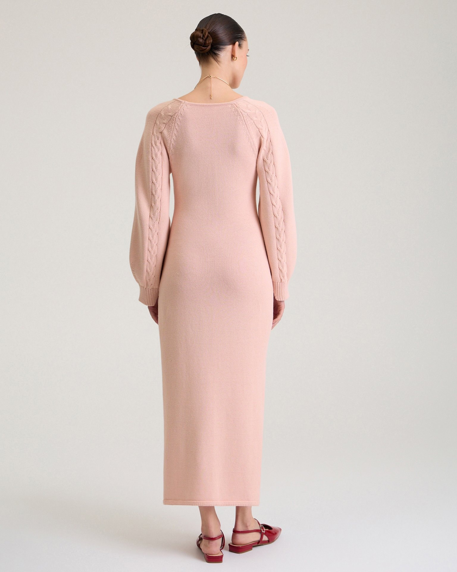 Soft Pink Knitted Dress, Orange — photo 3