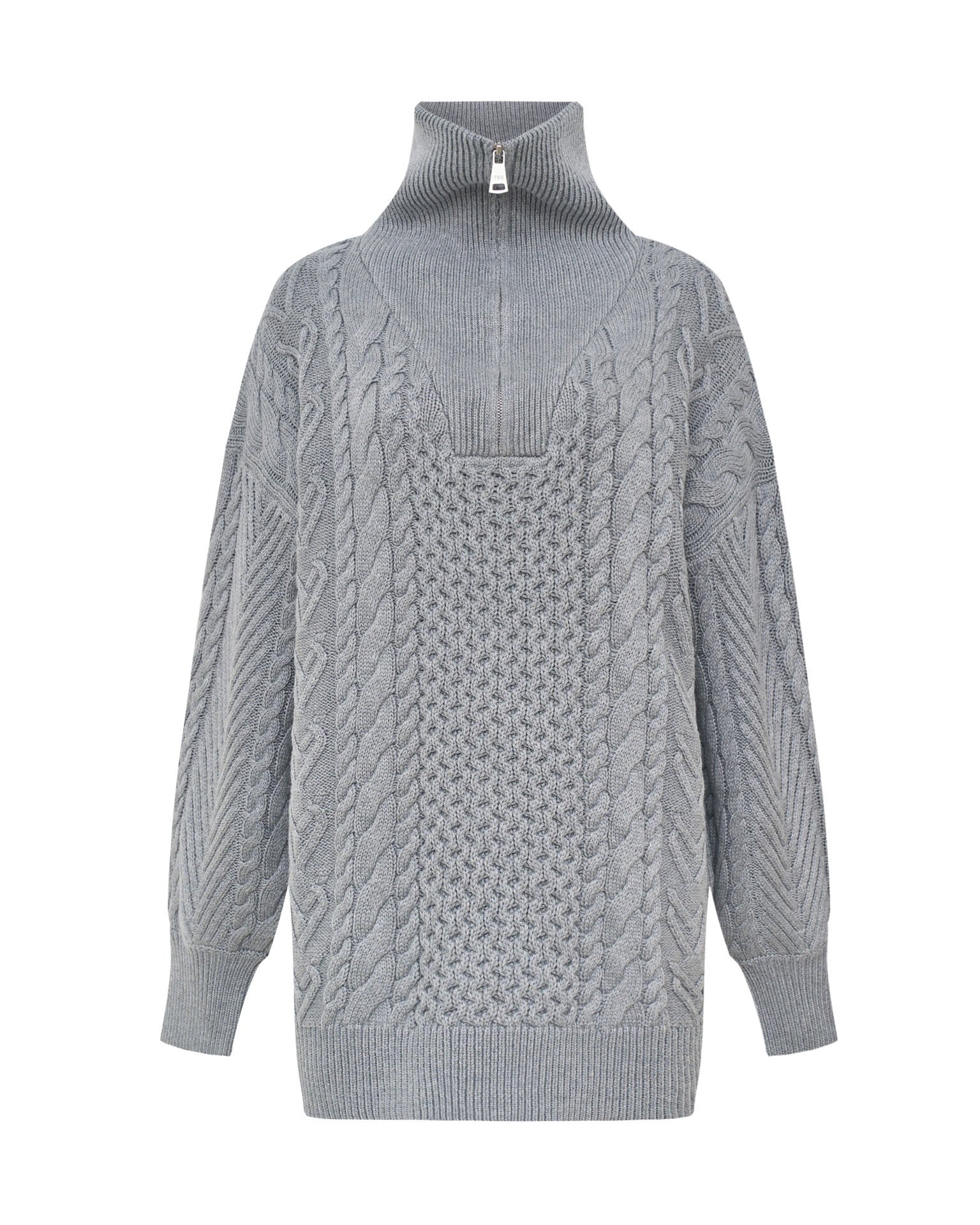 Grey zip-collar sweater, Grey — photo 9