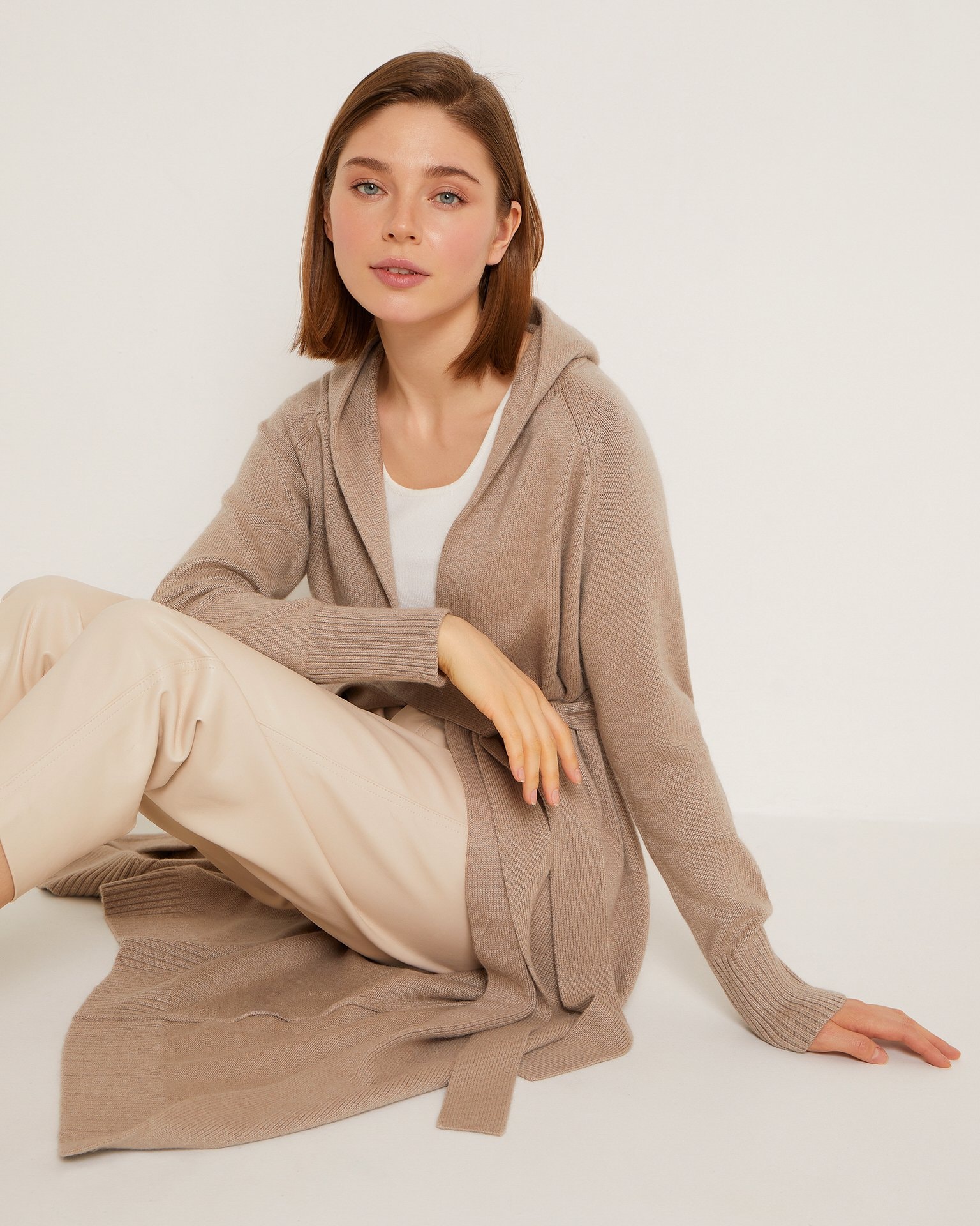Elongated cardigan, Brown — photo 7
