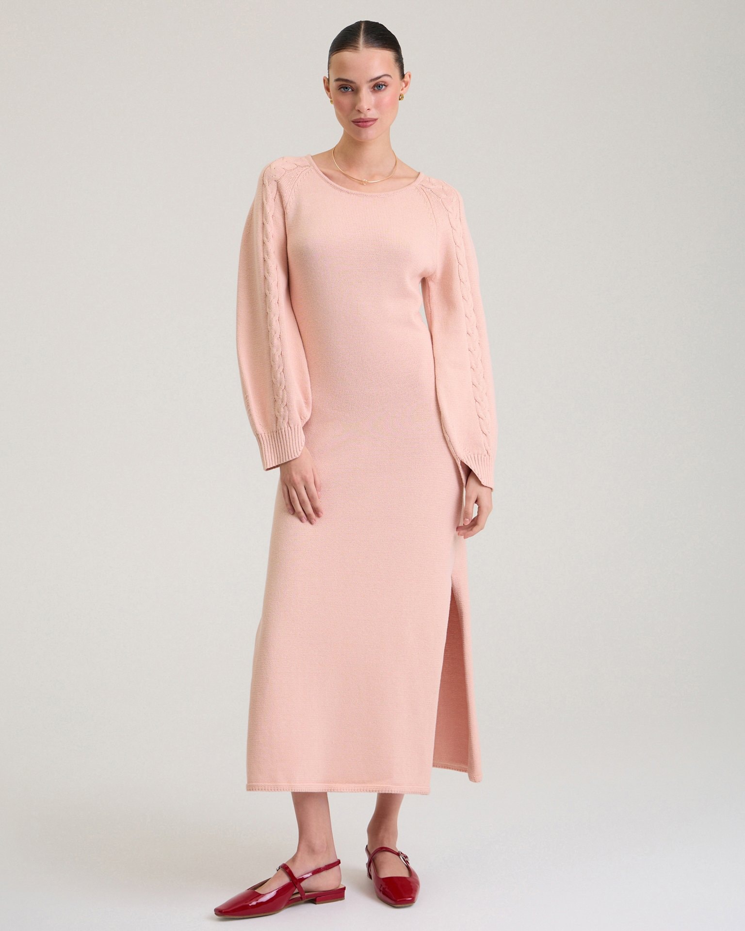 Soft Pink Knitted Dress, Orange — photo 6