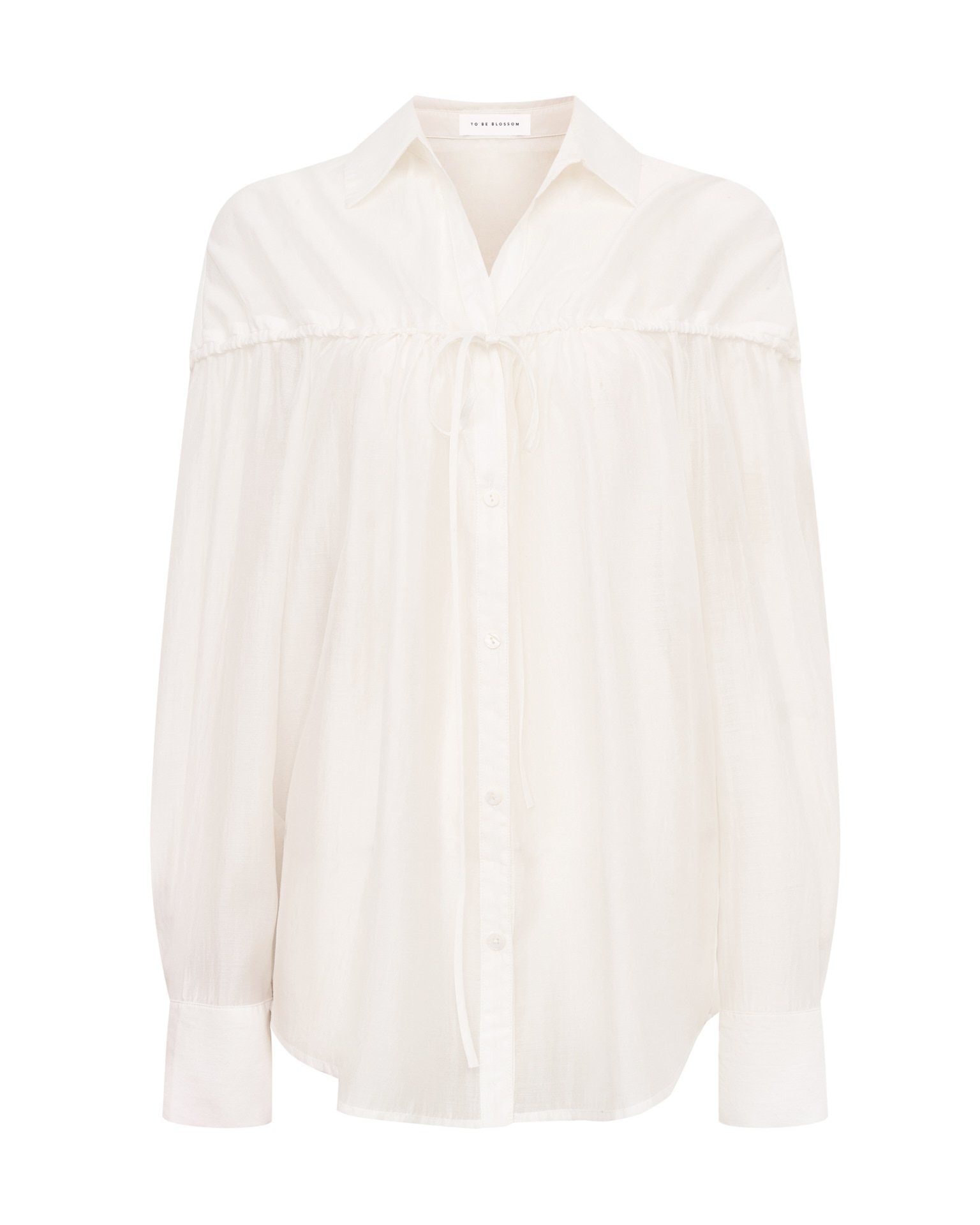 Blouse with gathering, White — photo 6