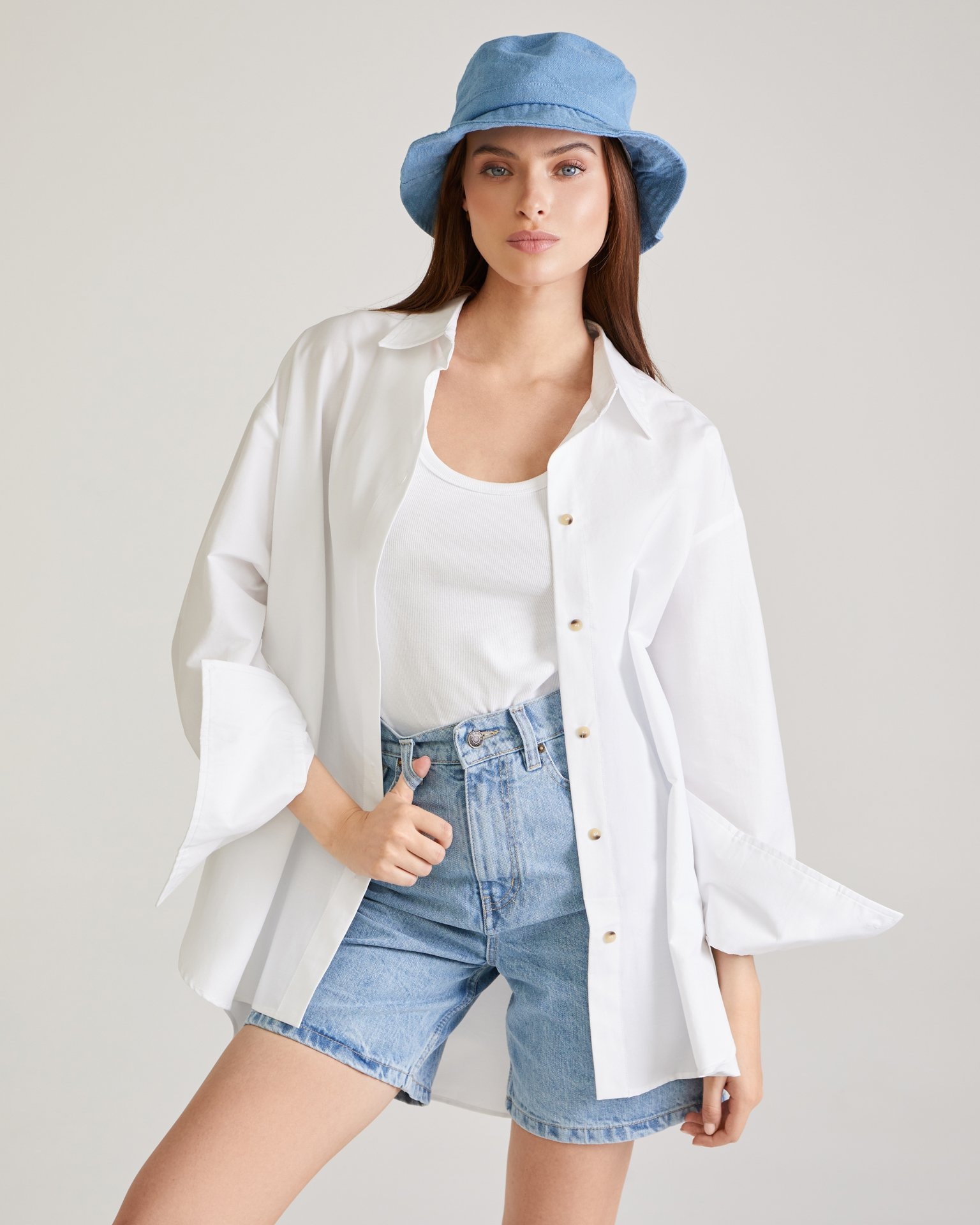 Panama hat with a narrow brim, Blue — photo 3