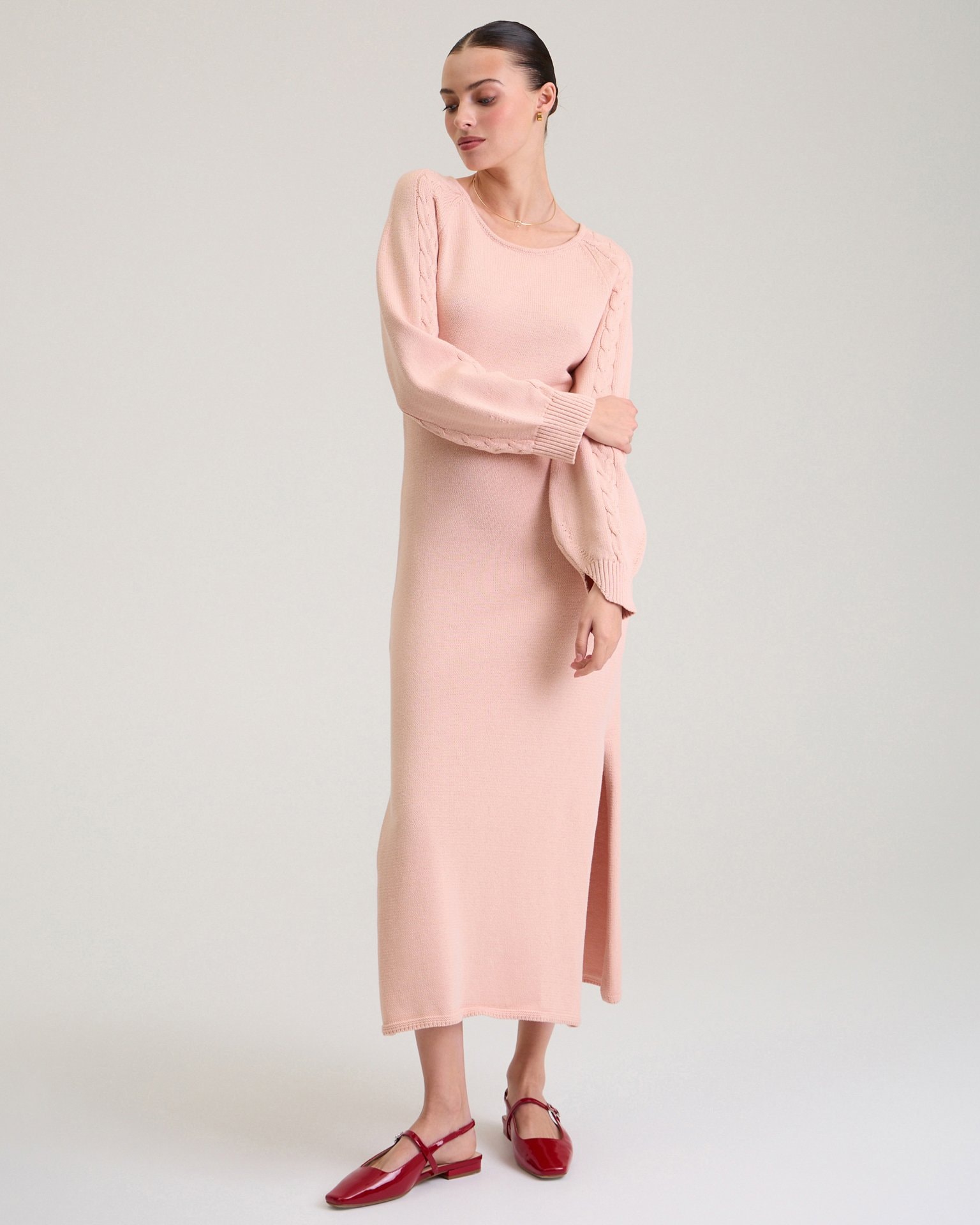Soft Pink Knitted Dress, Orange — photo 7