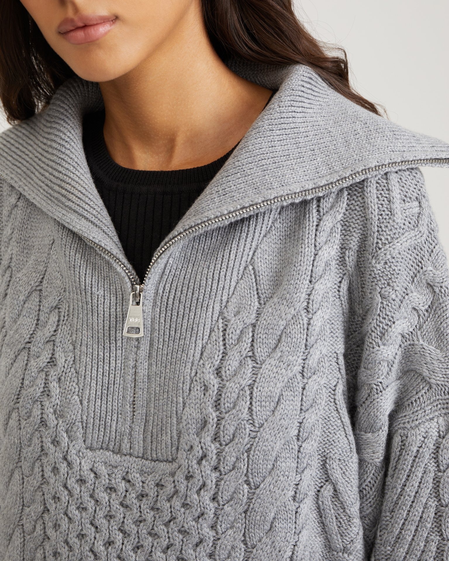Grey zip-collar sweater, Grey — photo 2
