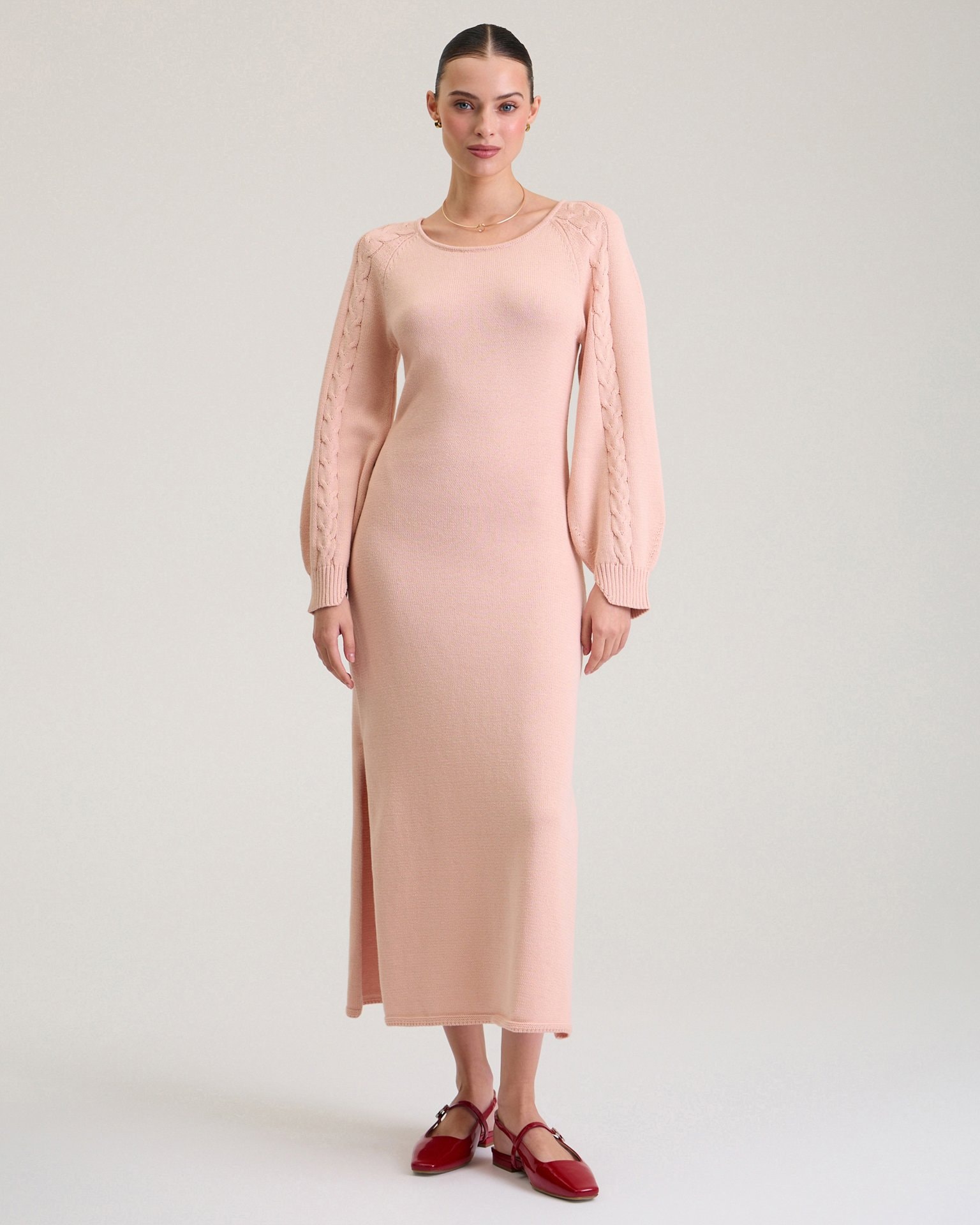 Soft Pink Knitted Dress, Orange