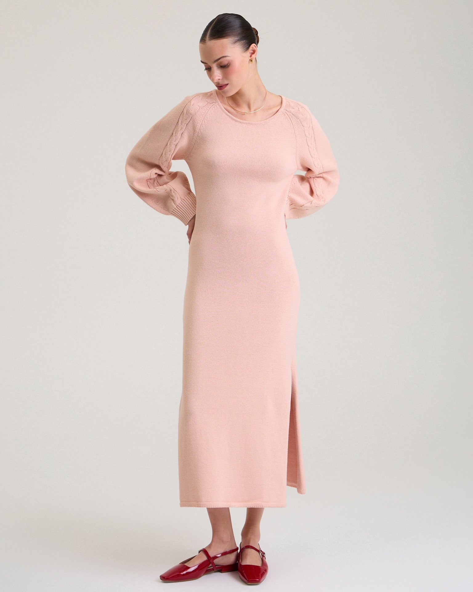 Soft Pink Knitted Dress, Orange — photo 5