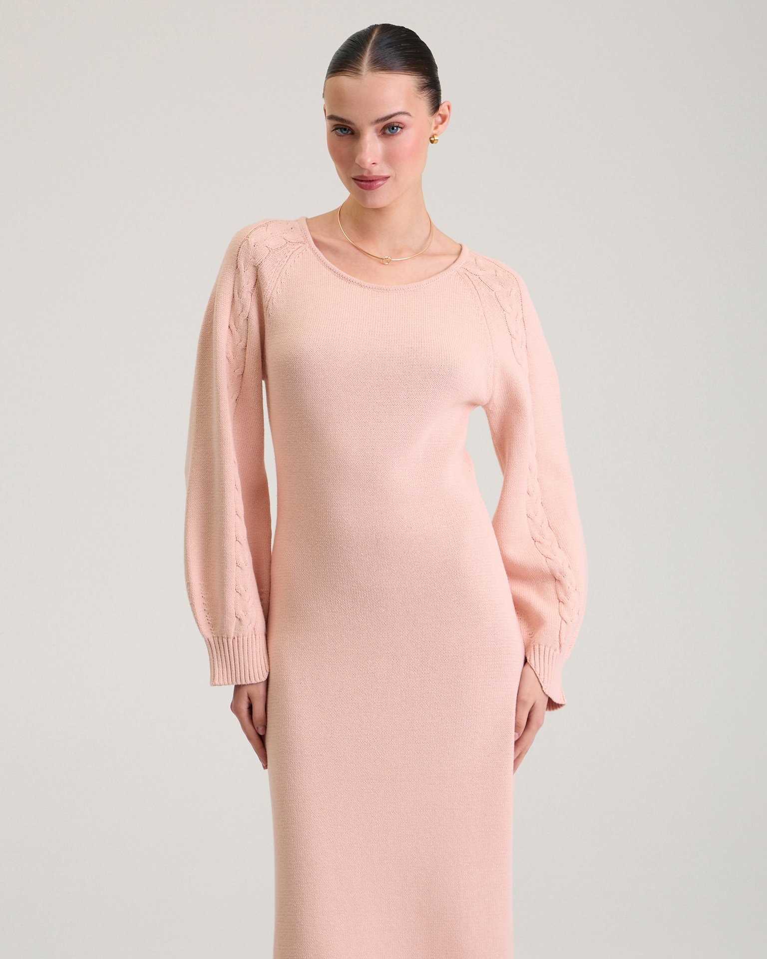 Soft Pink Knitted Dress, Orange — photo 8