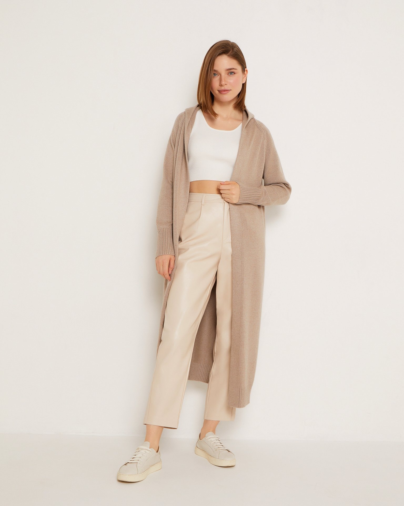 Elongated cardigan, Brown — photo 3
