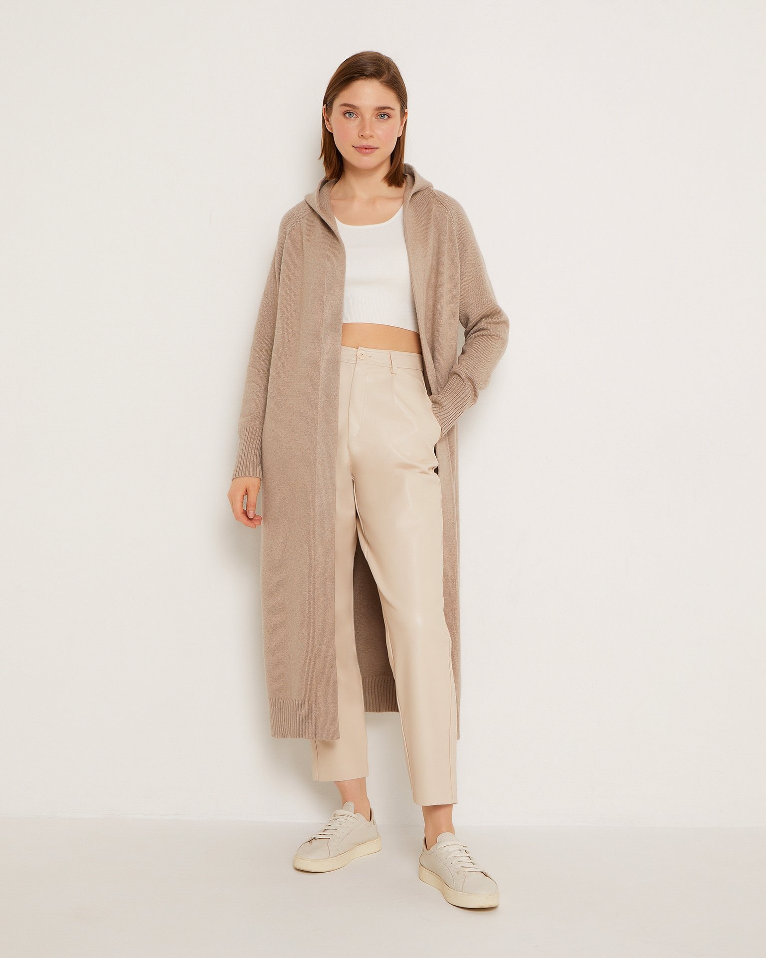 Elongated cardigan, Brown — photo 4